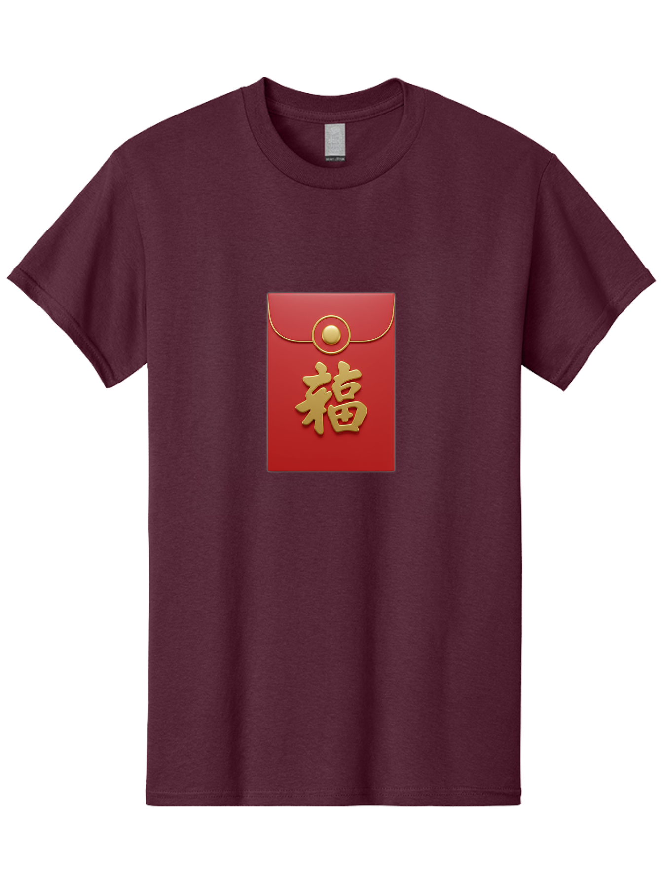 Fu Men'S Graphic Tee, 100% Cotton, Comfortable Casual Summer Wear, Machine Washable, Red Envelope With Gold Clasp, Chinese Character For Good Fortune, Fu Symbol, Gold Accents, Traditional Chinese Gift, Auspicious Symbol, Lucky Charm, Baa705
