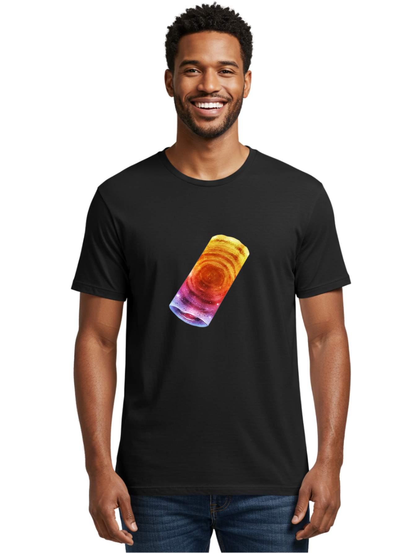 Galaxy-Dosa Men'S Graphic Tee, 100% Cotton, Comfortable Casual Summer Wear, Machine Washable, Cinnamon Swirl Pastry, Sweet Treat, Baked Goods, Delicious Dessert, Swirly Design, Orange And Purple Hues, Sweet Aroma, Tasty Pastry Baa706