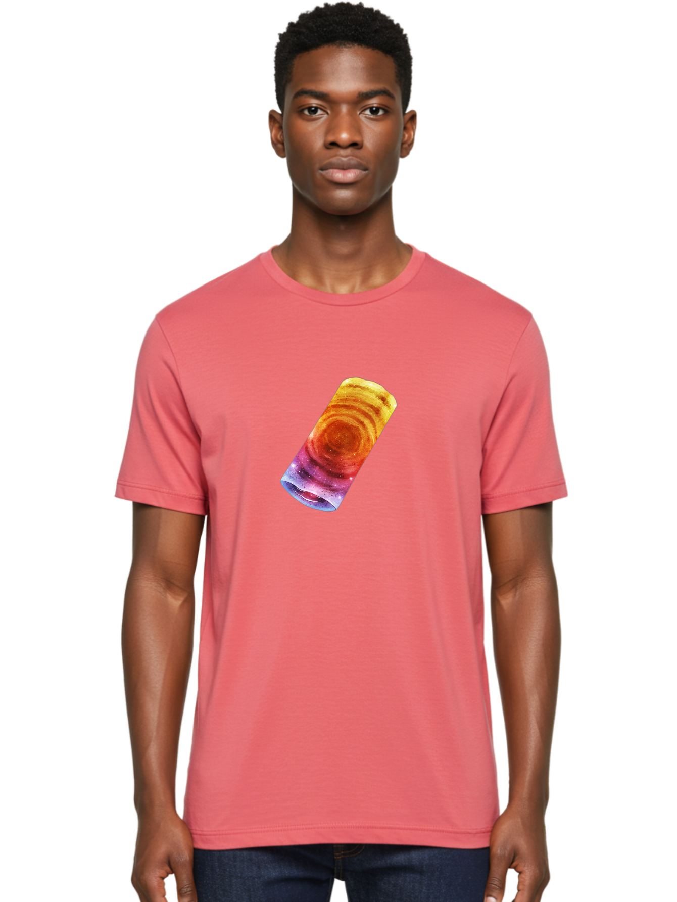 Galaxy-Dosa Men'S Graphic Tee, 100% Cotton, Comfortable Casual Summer Wear, Machine Washable, Cinnamon Swirl Pastry, Sweet Treat, Baked Goods, Delicious Dessert, Swirly Design, Orange And Purple Hues, Sweet Aroma, Tasty Pastry Baa706