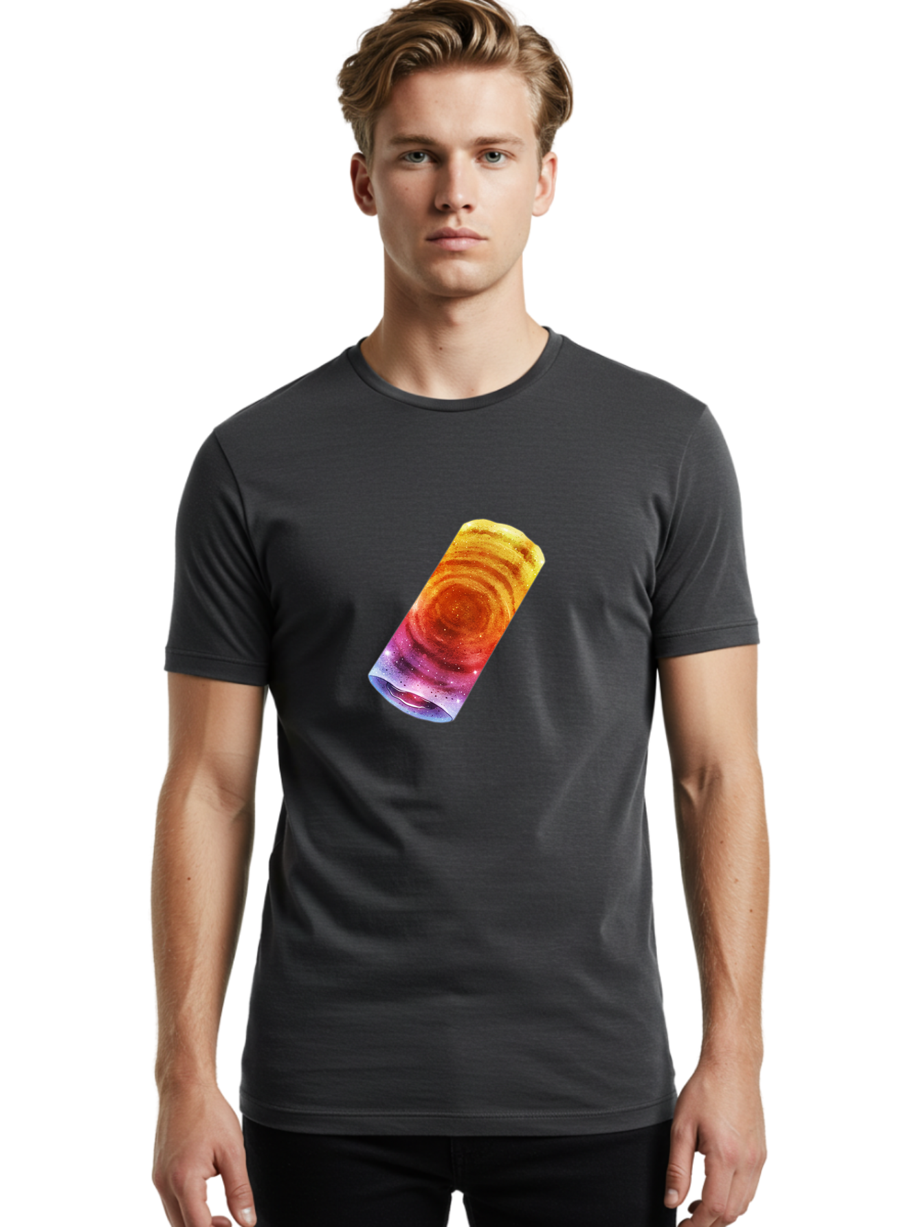 Galaxy-Dosa Men'S Graphic Tee, 100% Cotton, Comfortable Casual Summer Wear, Machine Washable, Cinnamon Swirl Pastry, Sweet Treat, Baked Goods, Delicious Dessert, Swirly Design, Orange And Purple Hues, Sweet Aroma, Tasty Pastry Baa706