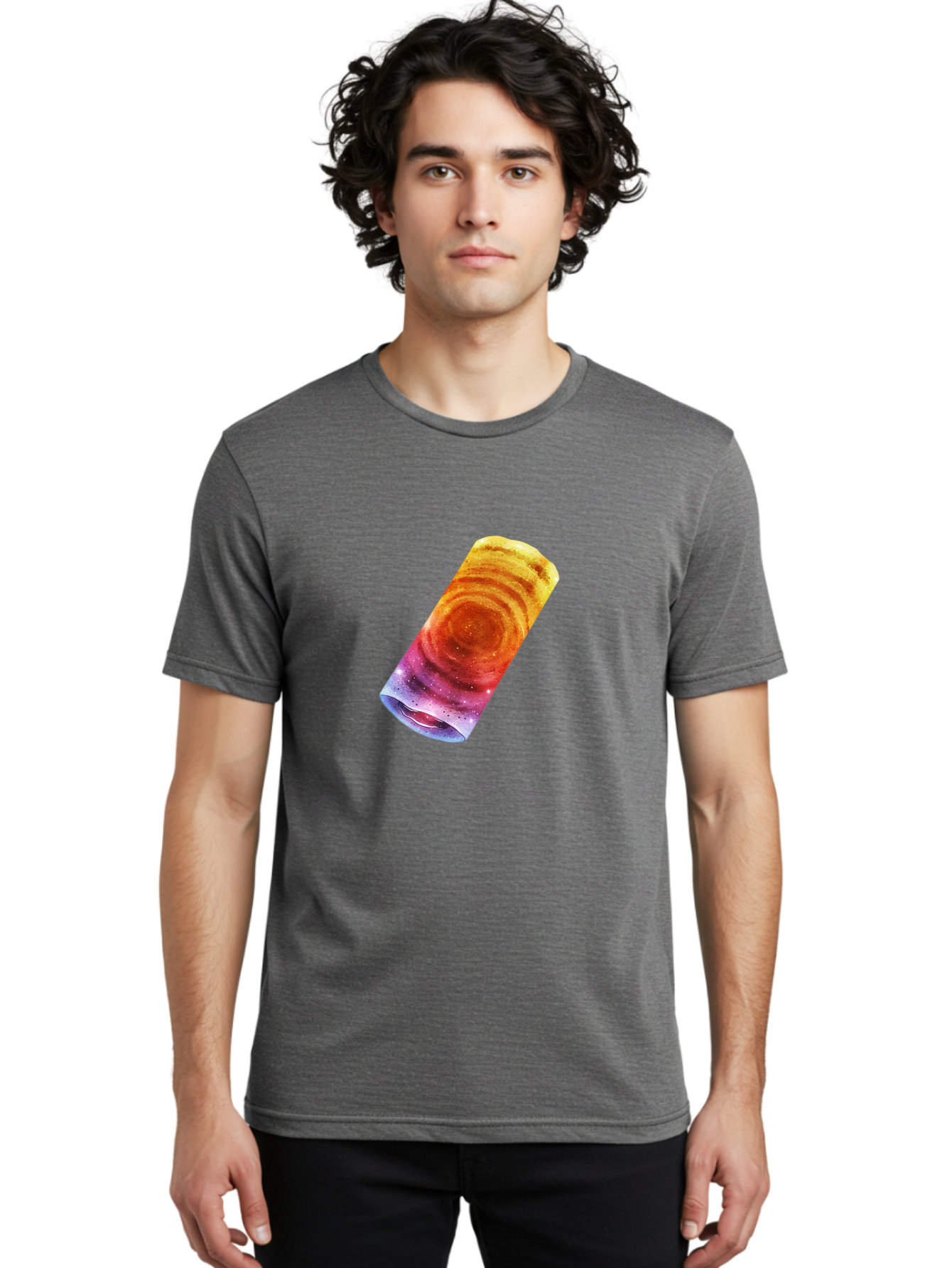 Galaxy-Dosa Men'S Graphic Tee, 100% Cotton, Comfortable Casual Summer Wear, Machine Washable, Cinnamon Swirl Pastry, Sweet Treat, Baked Goods, Delicious Dessert, Swirly Design, Orange And Purple Hues, Sweet Aroma, Tasty Pastry Baa706