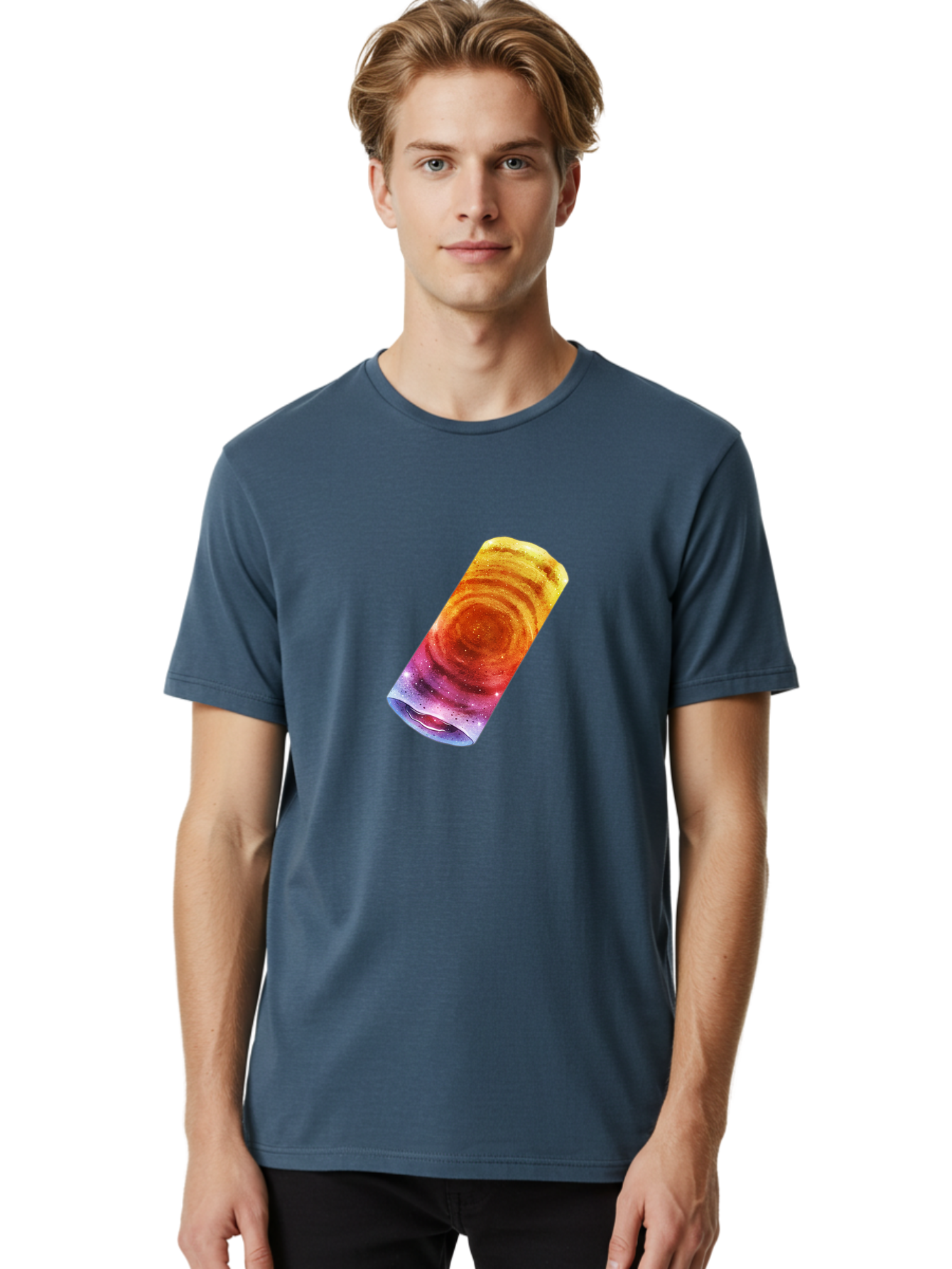 Galaxy-Dosa Men'S Graphic Tee, 100% Cotton, Comfortable Casual Summer Wear, Machine Washable, Cinnamon Swirl Pastry, Sweet Treat, Baked Goods, Delicious Dessert, Swirly Design, Orange And Purple Hues, Sweet Aroma, Tasty Pastry Baa706