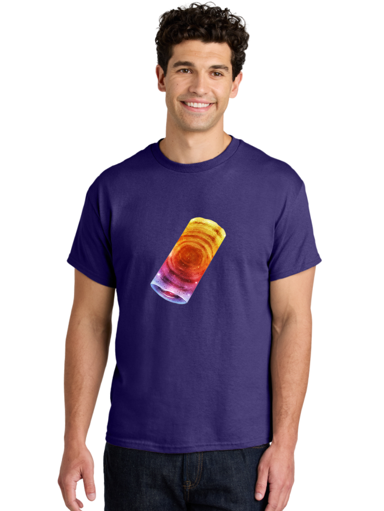 Galaxy-Dosa Men'S Graphic Tee, 100% Cotton, Comfortable Casual Summer Wear, Machine Washable, Cinnamon Swirl Pastry, Sweet Treat, Baked Goods, Delicious Dessert, Swirly Design, Orange And Purple Hues, Sweet Aroma, Tasty Pastry Baa706