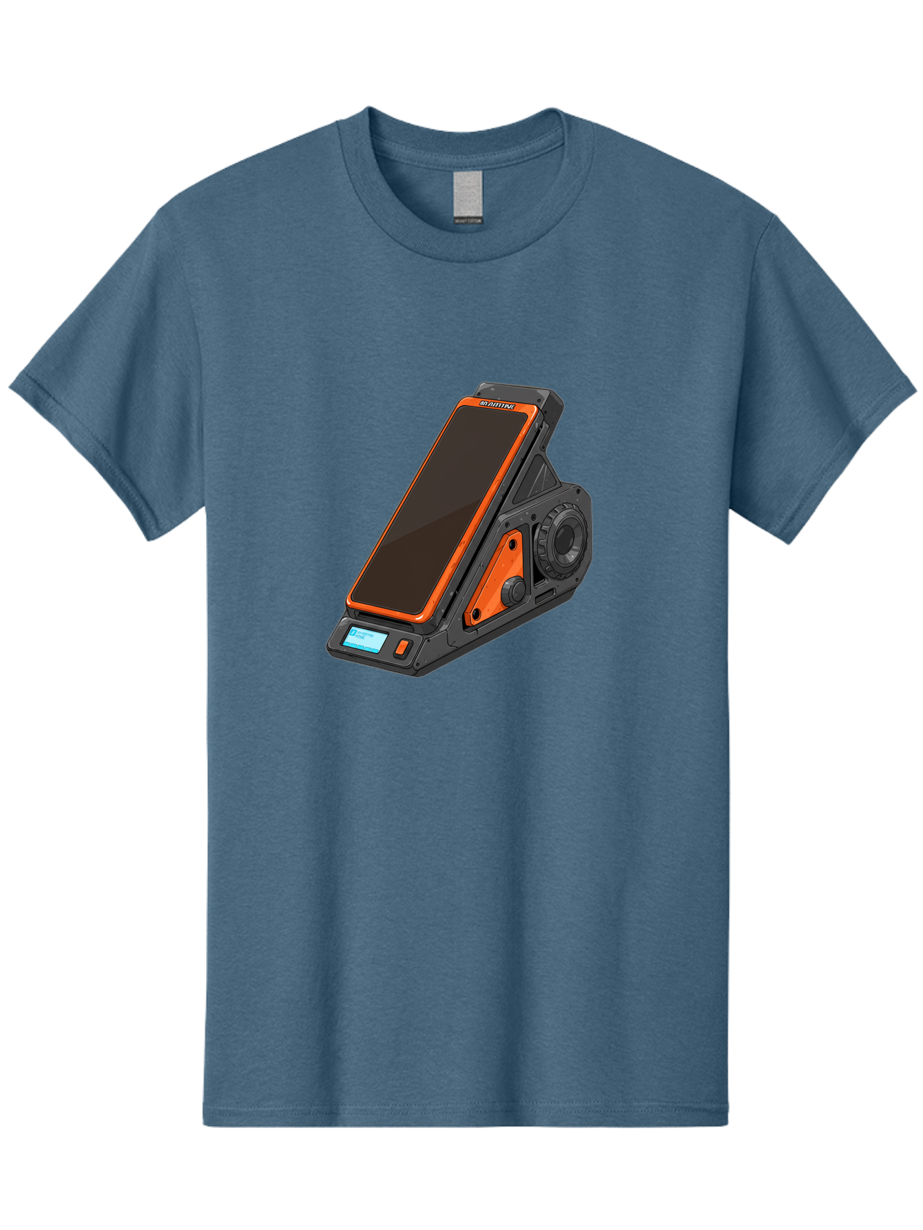 Gaming-Phone-Holder Men'S Graphic Tee, 100% Cotton, Comfortable Casual Summer Wear, Machine Washable, Smartphone With Gaming Features, Orange Accents, Black Design, Futuristic Technology, Gaming Phone, High-Performance Device, Baa708