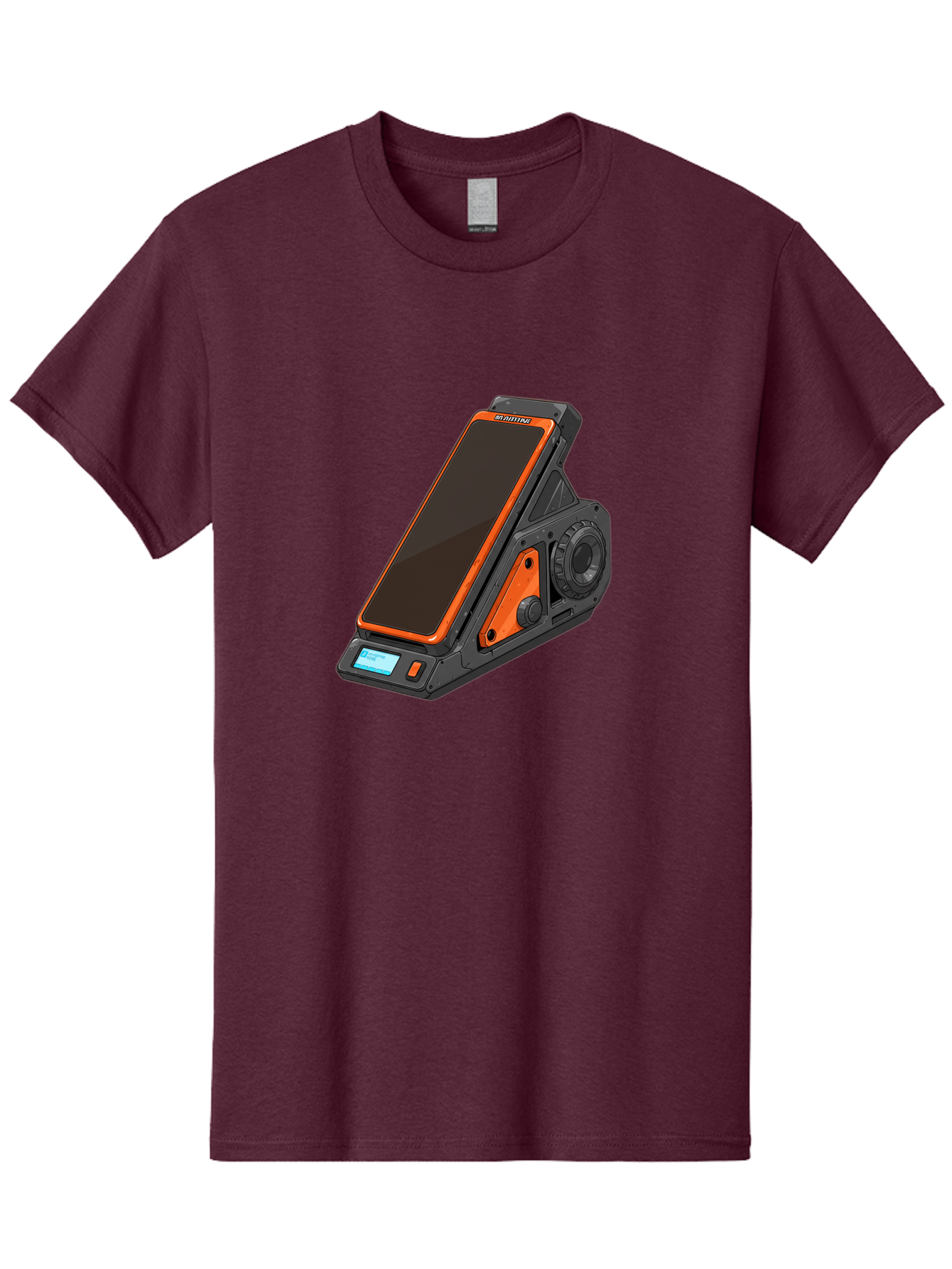 Gaming-Phone-Holder Men'S Graphic Tee, 100% Cotton, Comfortable Casual Summer Wear, Machine Washable, Smartphone With Gaming Features, Orange Accents, Black Design, Futuristic Technology, Gaming Phone, High-Performance Device, Baa708