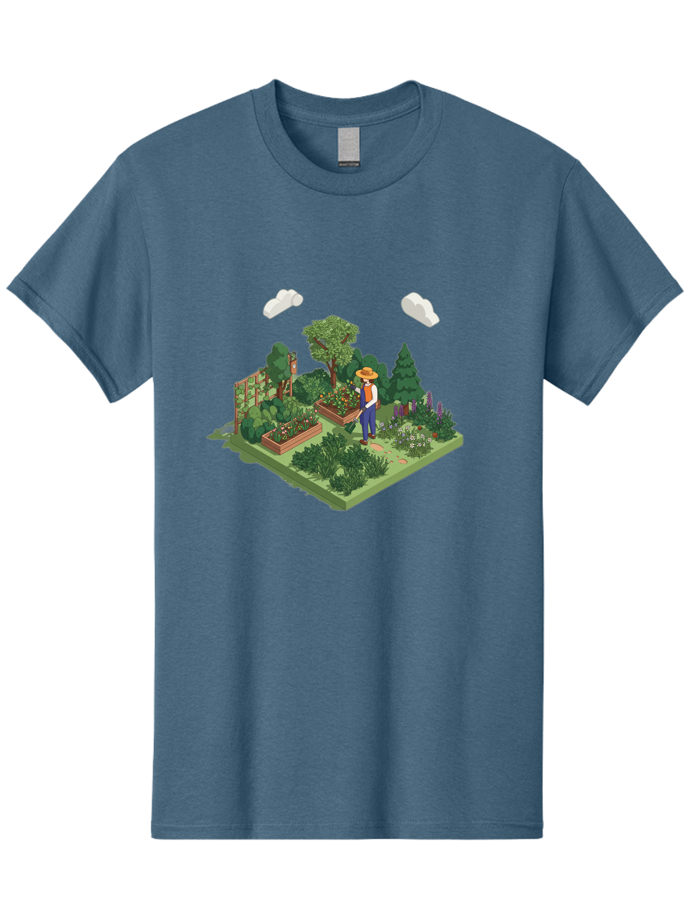 Gardener-In-Garden Men'S Graphic Tee, 100% Cotton, Comfortable Casual Summer Wear, Machine Washable, Gardener Tending Plants, Lush Greenery, Vibrant Flowers, Serene Atmosphere, Gardening Activities, Outdoor Space, Cultivating Nature, Baa715
