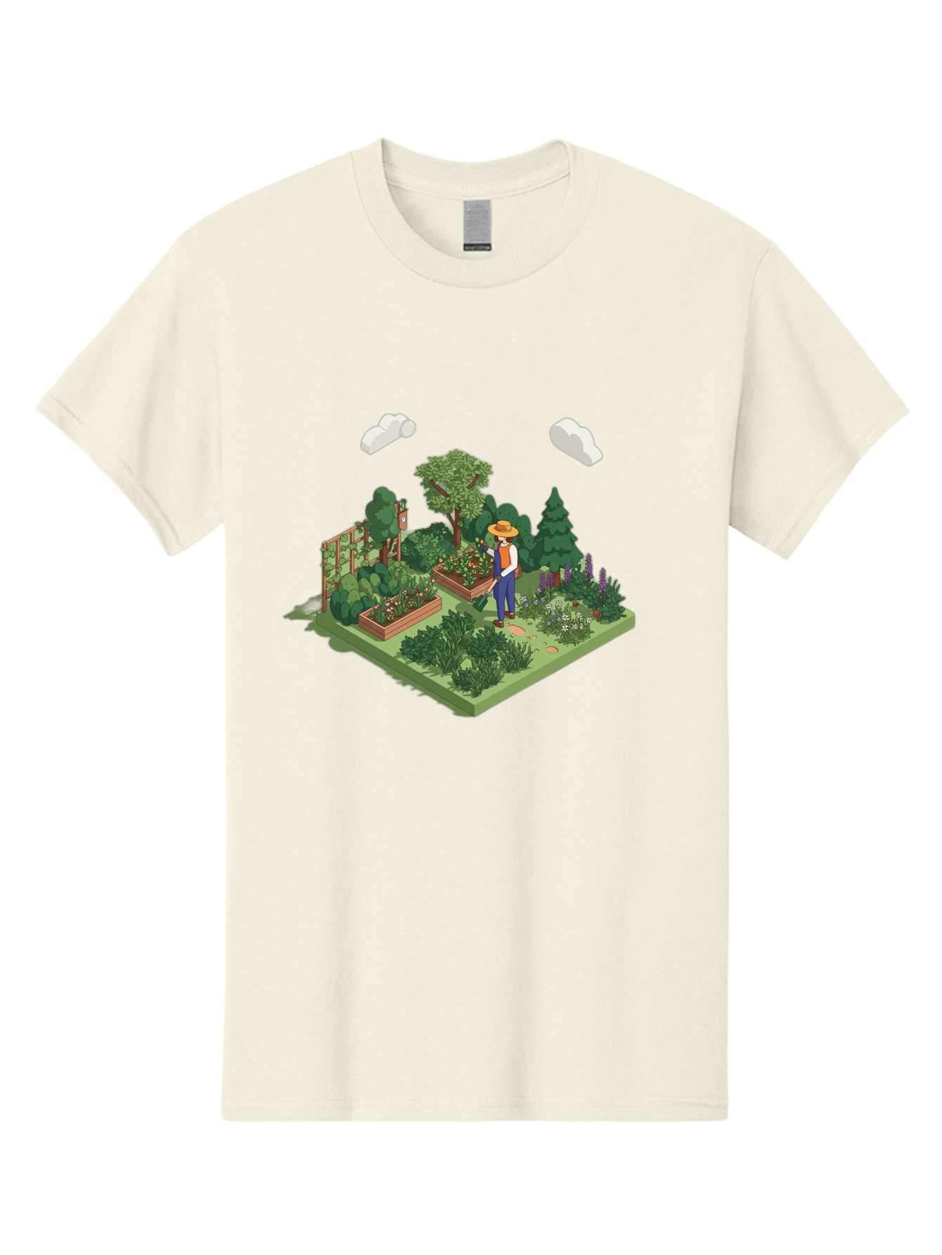 Gardener-In-Garden Men'S Graphic Tee, 100% Cotton, Comfortable Casual Summer Wear, Machine Washable, Gardener Tending Plants, Lush Greenery, Vibrant Flowers, Serene Atmosphere, Gardening Activities, Outdoor Space, Cultivating Nature, Baa715