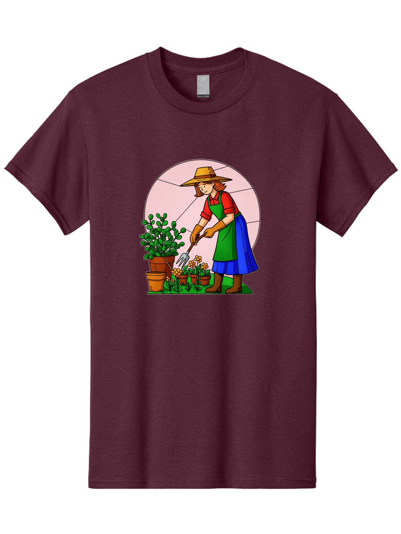 Gardener-Tending-Plants Men'S Graphic Tee, 100% Cotton, Comfortable Casual Summer Wear, Machine Washable, Gardening, Woman Gardening, Tending Potted Plants, Cactus, Flowers, Gardening Tools, Outdoor Activity, Nurturing Plants, Baa716