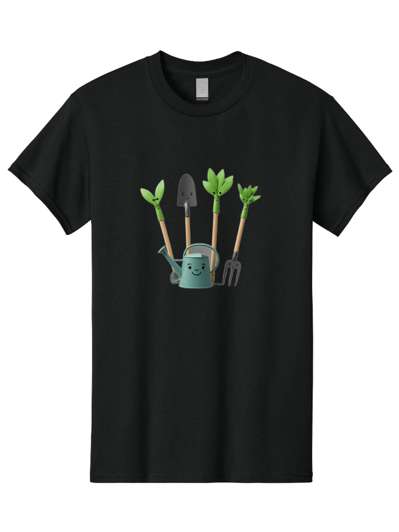 Gardening-Tools-3 Men'S Graphic Tee, 100% Cotton, Comfortable Casual Summer Wear, Machine Washable, Gardening Tools, Watering Can, Garden Shovel, Garden Pitchfork, Bamboo Shoots, Gardening Supplies, Gardening Accessories, Cartoon Gardening Baa723