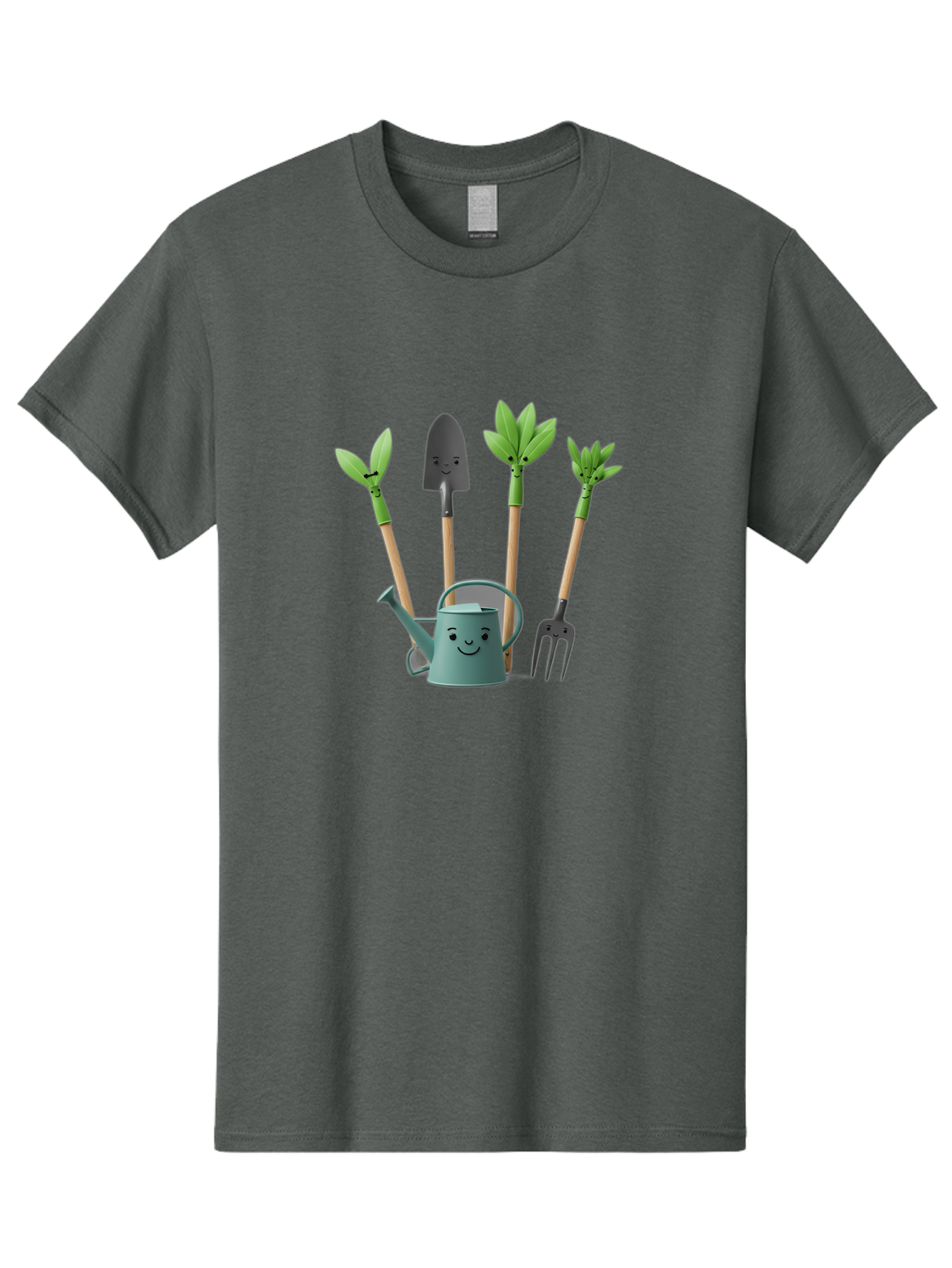 Gardening-Tools-3 Men'S Graphic Tee, 100% Cotton, Comfortable Casual Summer Wear, Machine Washable, Gardening Tools, Watering Can, Garden Shovel, Garden Pitchfork, Bamboo Shoots, Gardening Supplies, Gardening Accessories, Cartoon Gardening Baa723
