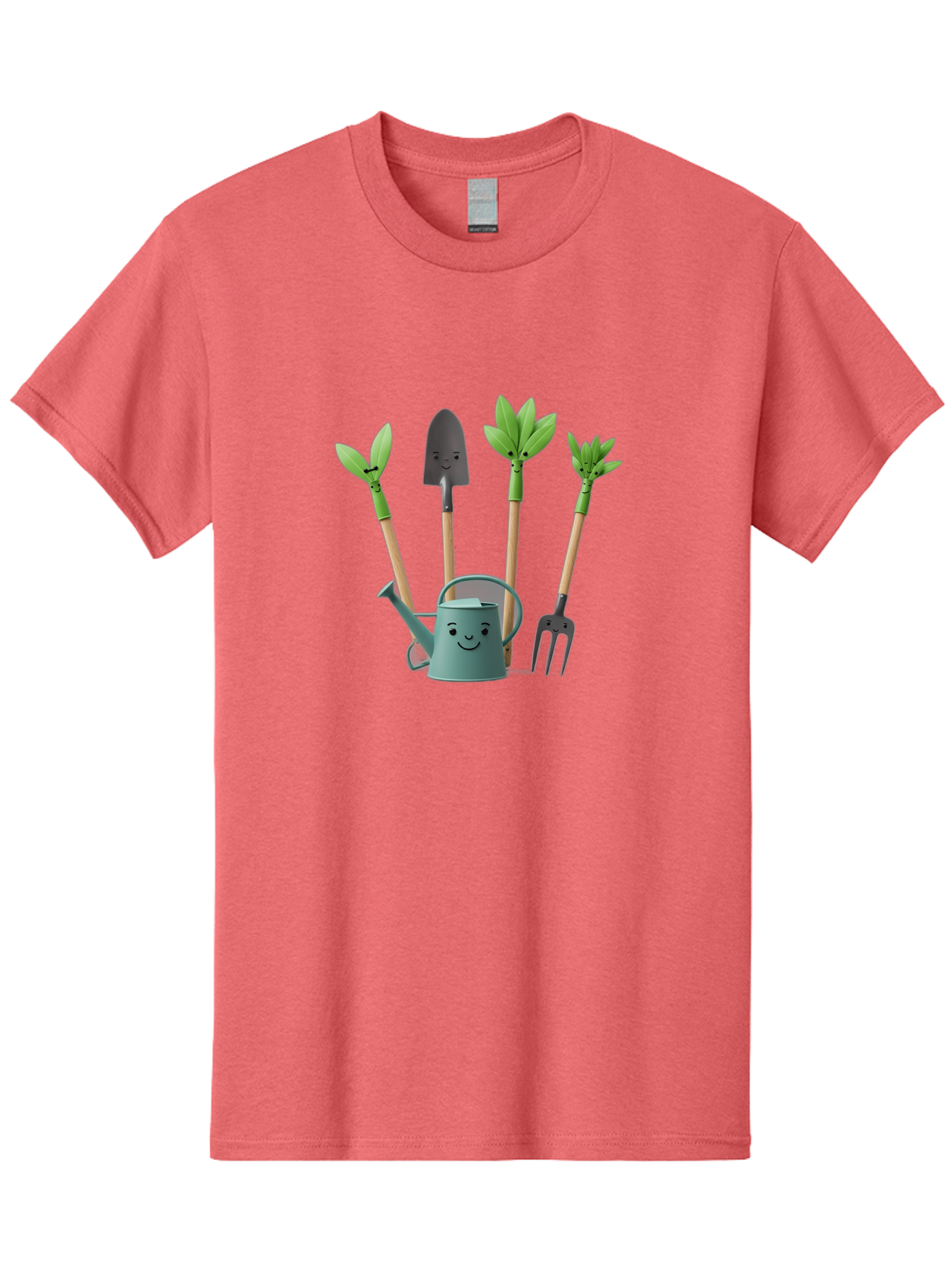 Gardening-Tools-3 Men'S Graphic Tee, 100% Cotton, Comfortable Casual Summer Wear, Machine Washable, Gardening Tools, Watering Can, Garden Shovel, Garden Pitchfork, Bamboo Shoots, Gardening Supplies, Gardening Accessories, Cartoon Gardening Baa723