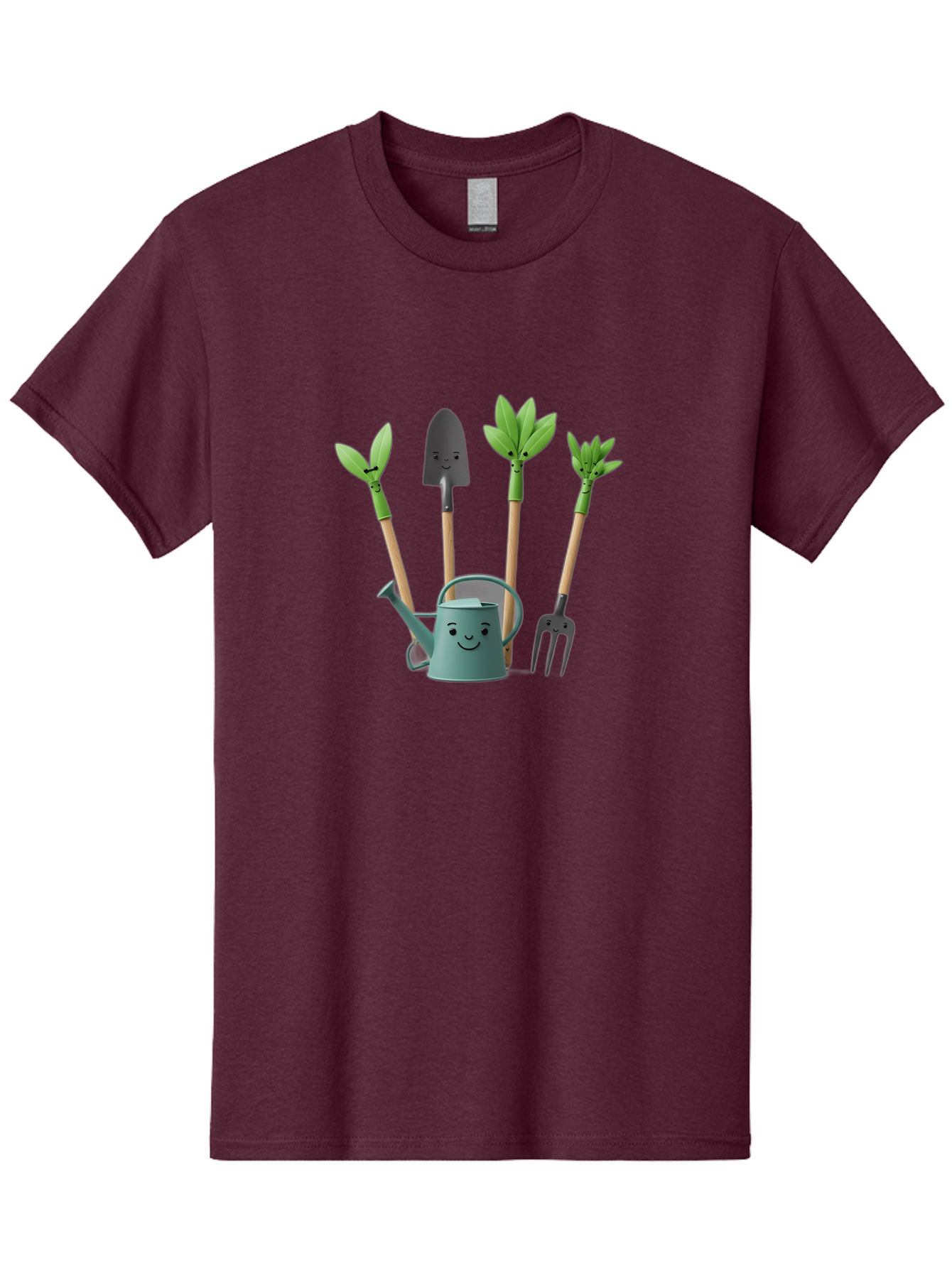 Gardening-Tools-3 Men'S Graphic Tee, 100% Cotton, Comfortable Casual Summer Wear, Machine Washable, Gardening Tools, Watering Can, Garden Shovel, Garden Pitchfork, Bamboo Shoots, Gardening Supplies, Gardening Accessories, Cartoon Gardening Baa723