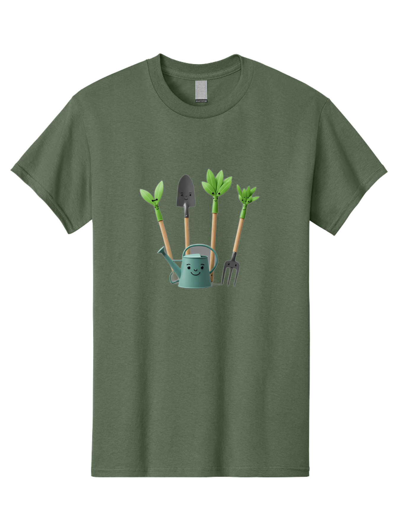 Gardening-Tools-3 Men'S Graphic Tee, 100% Cotton, Comfortable Casual Summer Wear, Machine Washable, Gardening Tools, Watering Can, Garden Shovel, Garden Pitchfork, Bamboo Shoots, Gardening Supplies, Gardening Accessories, Cartoon Gardening Baa723