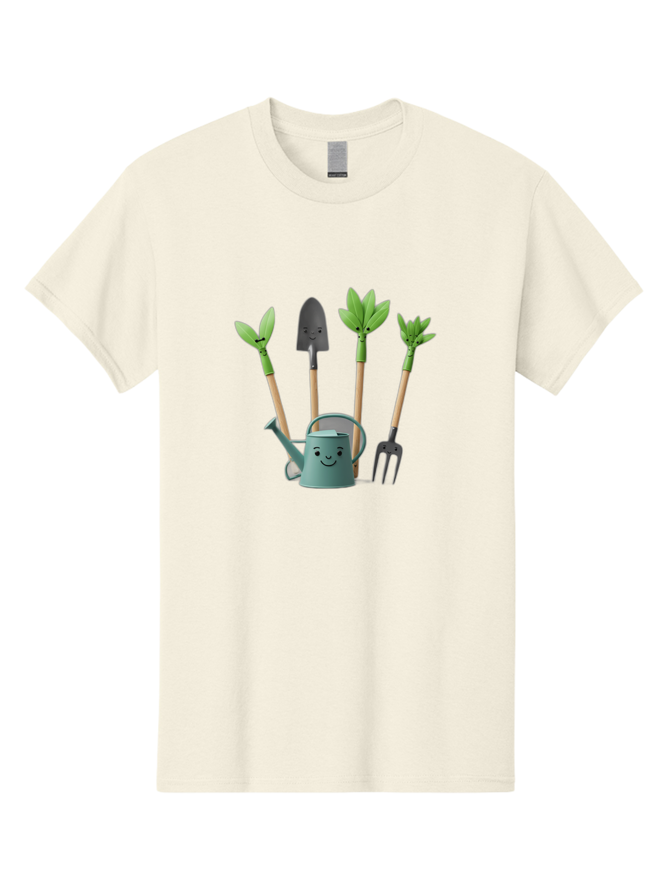 Gardening-Tools-3 Men'S Graphic Tee, 100% Cotton, Comfortable Casual Summer Wear, Machine Washable, Gardening Tools, Watering Can, Garden Shovel, Garden Pitchfork, Bamboo Shoots, Gardening Supplies, Gardening Accessories, Cartoon Gardening Baa723