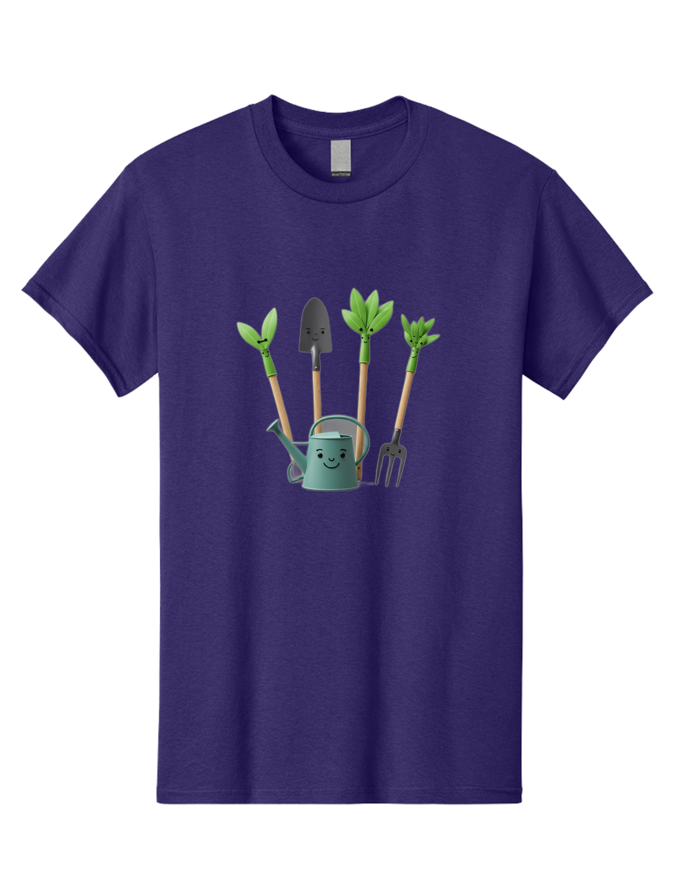 Gardening-Tools-3 Men'S Graphic Tee, 100% Cotton, Comfortable Casual Summer Wear, Machine Washable, Gardening Tools, Watering Can, Garden Shovel, Garden Pitchfork, Bamboo Shoots, Gardening Supplies, Gardening Accessories, Cartoon Gardening Baa723