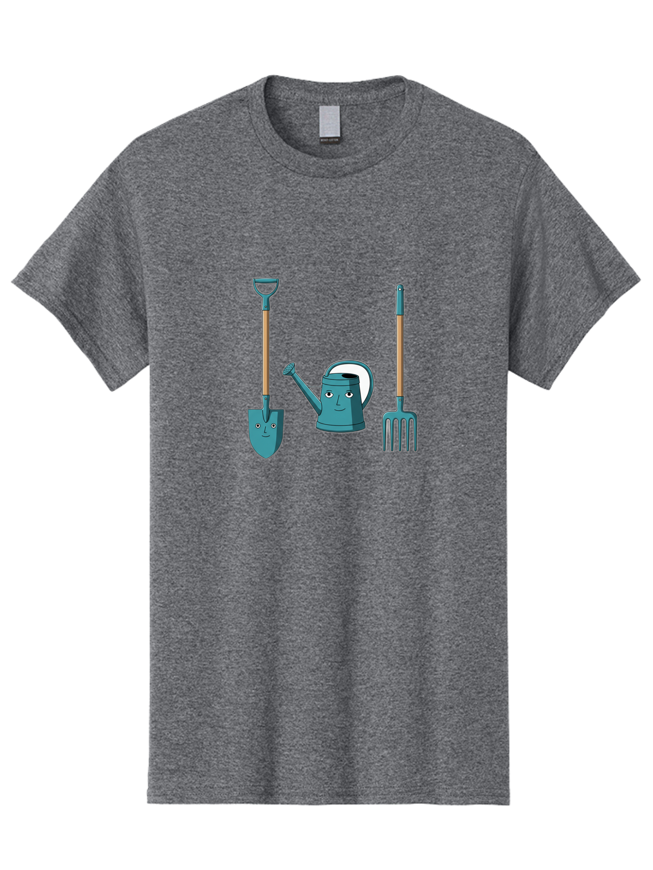 Gardening-Tools-6 Men'S Graphic Tee, 100% Cotton, Comfortable Casual Summer Wear, Machine Washable, Shovel, Watering Can, Pitchfork, Gardening Tools, Cartoon Characters, Garden Supplies, Gardening Equipment, Nursery Tools, Yard Work Baa726