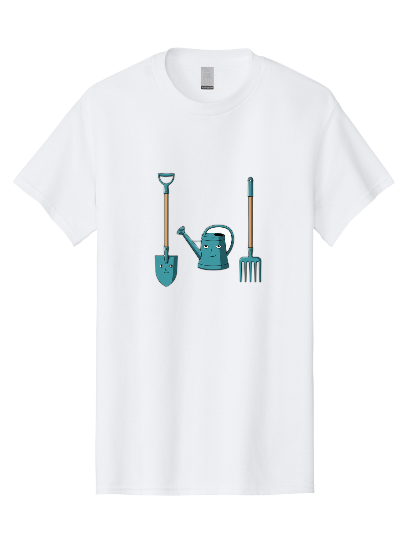Gardening-Tools-6 Men'S Graphic Tee, 100% Cotton, Comfortable Casual Summer Wear, Machine Washable, Shovel, Watering Can, Pitchfork, Gardening Tools, Cartoon Characters, Garden Supplies, Gardening Equipment, Nursery Tools, Yard Work Baa726