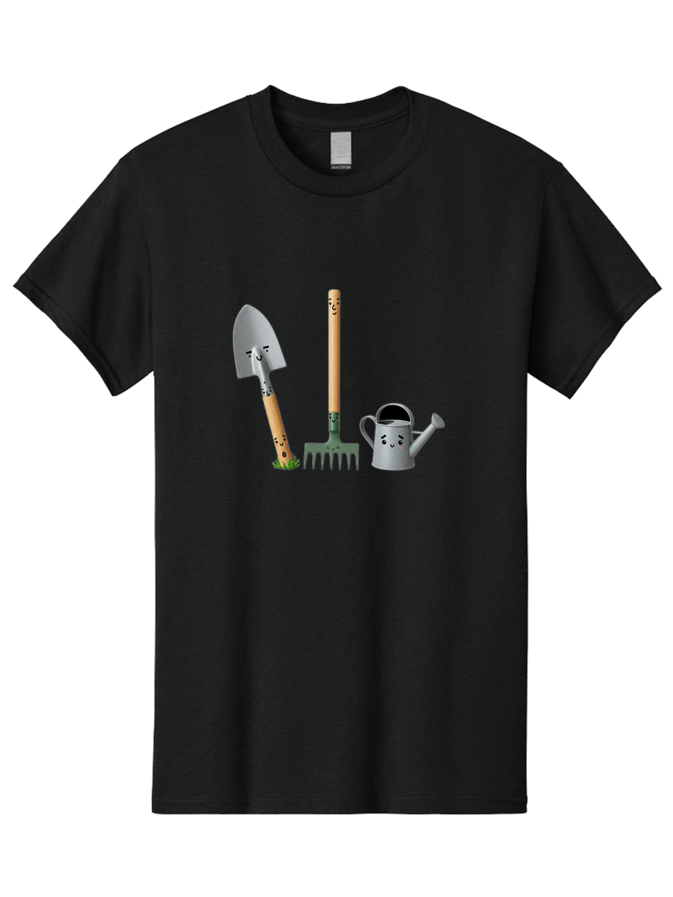 Gardening-Tools-7 Men'S Graphic Tee, 100% Cotton, Comfortable Casual Summer Wear, Machine Washable, Gardening Shovel, Garden Fork, Watering Can, Gardening Equipment, Friendly Tools, Anthropomorphic Objects, Nursery Supplies, Baa727
