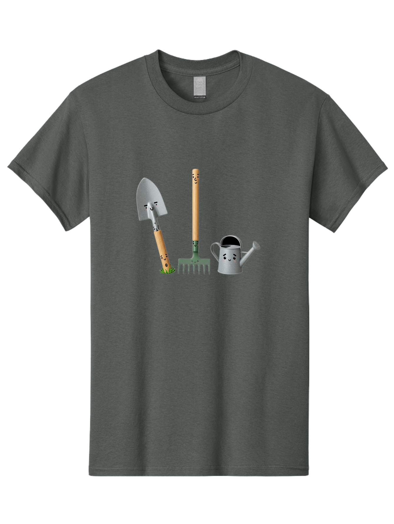 Gardening-Tools-7 Men'S Graphic Tee, 100% Cotton, Comfortable Casual Summer Wear, Machine Washable, Gardening Shovel, Garden Fork, Watering Can, Gardening Equipment, Friendly Tools, Anthropomorphic Objects, Nursery Supplies, Baa727