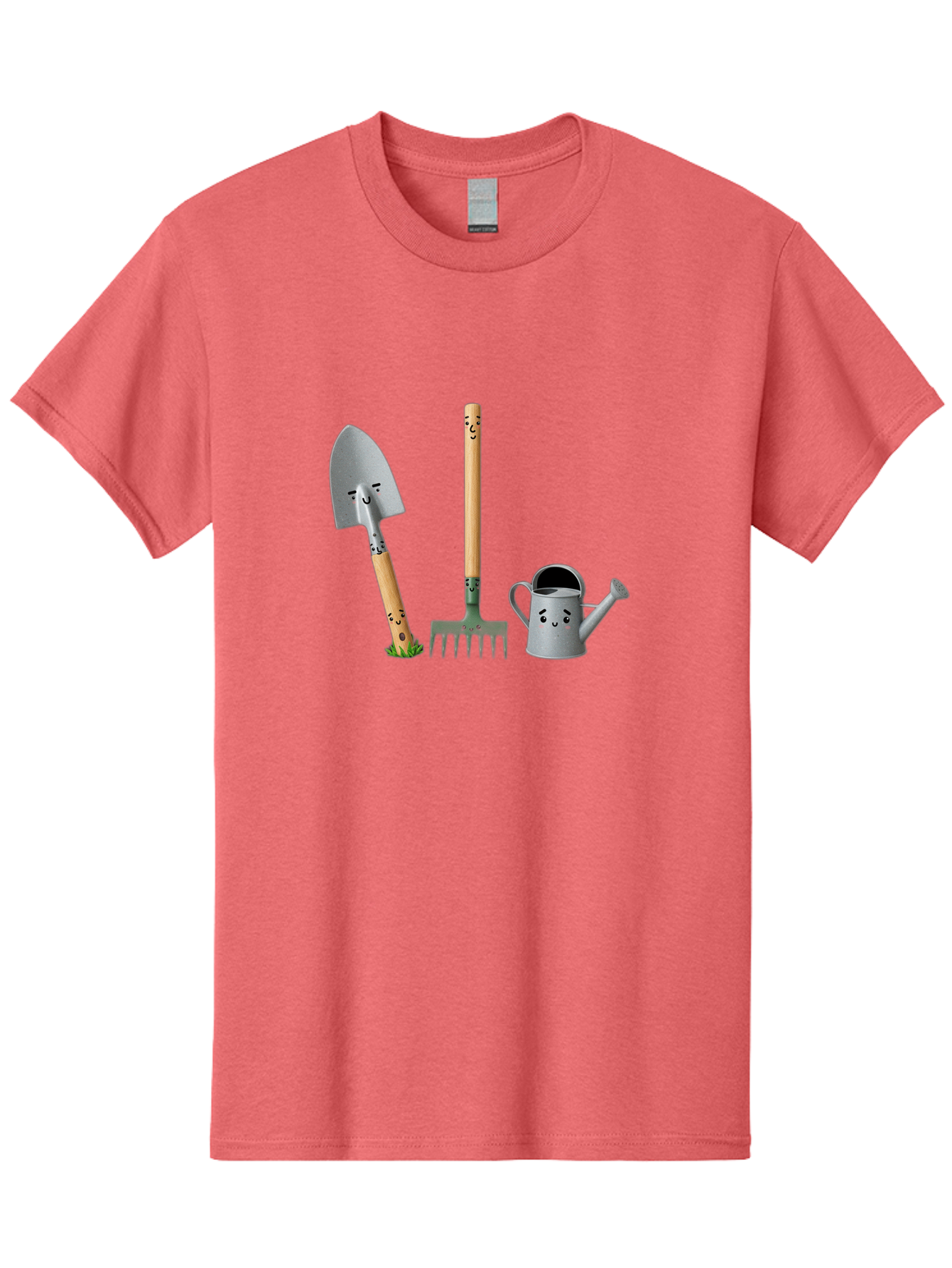 Gardening-Tools-7 Men'S Graphic Tee, 100% Cotton, Comfortable Casual Summer Wear, Machine Washable, Gardening Shovel, Garden Fork, Watering Can, Gardening Equipment, Friendly Tools, Anthropomorphic Objects, Nursery Supplies, Baa727
