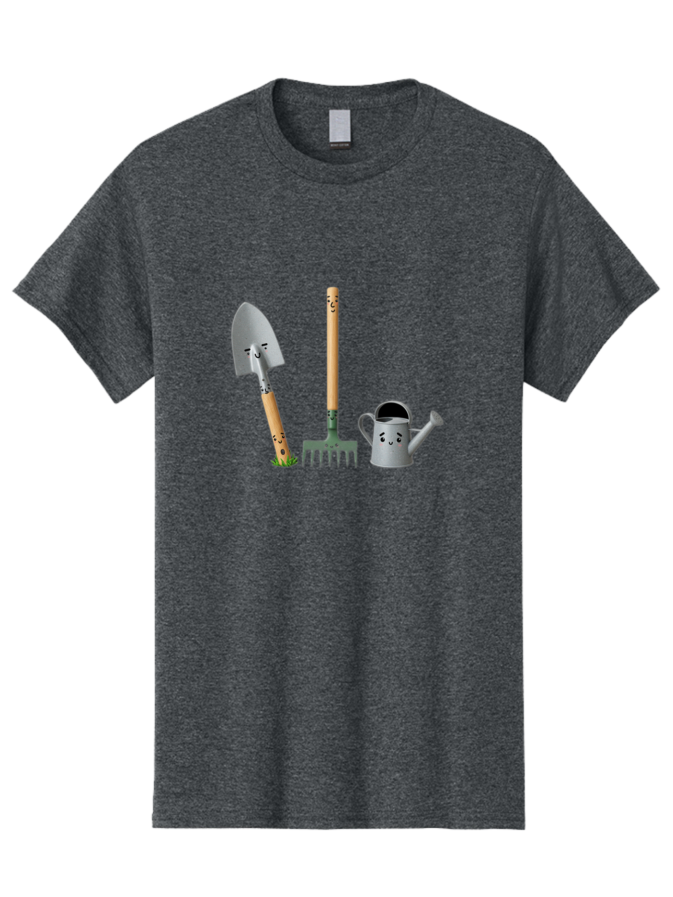 Gardening-Tools-7 Men'S Graphic Tee, 100% Cotton, Comfortable Casual Summer Wear, Machine Washable, Gardening Shovel, Garden Fork, Watering Can, Gardening Equipment, Friendly Tools, Anthropomorphic Objects, Nursery Supplies, Baa727