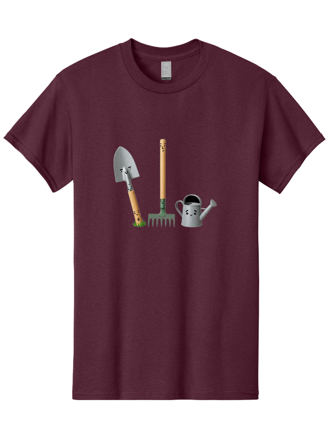 Gardening-Tools-7 Men'S Graphic Tee, 100% Cotton, Comfortable Casual Summer Wear, Machine Washable, Gardening Shovel, Garden Fork, Watering Can, Gardening Equipment, Friendly Tools, Anthropomorphic Objects, Nursery Supplies, Baa727