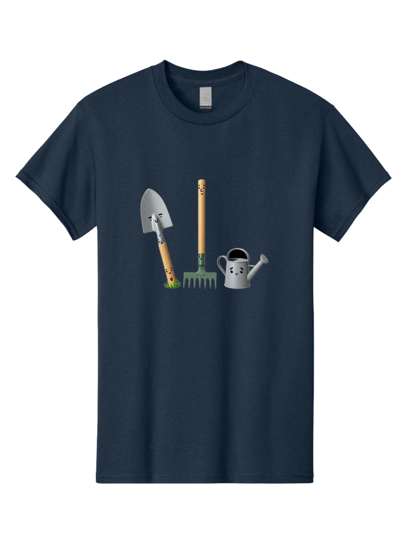 Gardening-Tools-7 Men'S Graphic Tee, 100% Cotton, Comfortable Casual Summer Wear, Machine Washable, Gardening Shovel, Garden Fork, Watering Can, Gardening Equipment, Friendly Tools, Anthropomorphic Objects, Nursery Supplies, Baa727