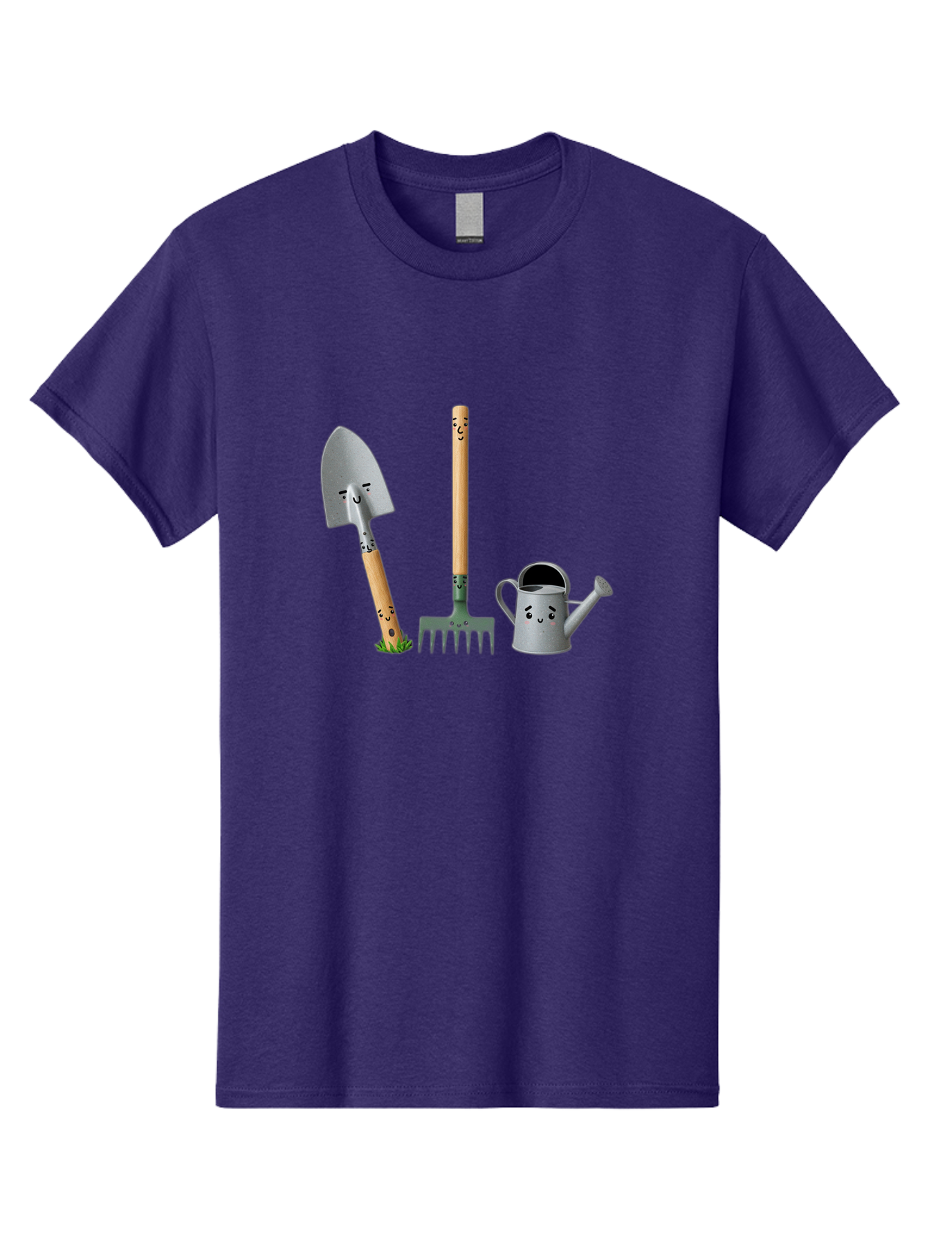 Gardening-Tools-7 Men'S Graphic Tee, 100% Cotton, Comfortable Casual Summer Wear, Machine Washable, Gardening Shovel, Garden Fork, Watering Can, Gardening Equipment, Friendly Tools, Anthropomorphic Objects, Nursery Supplies, Baa727
