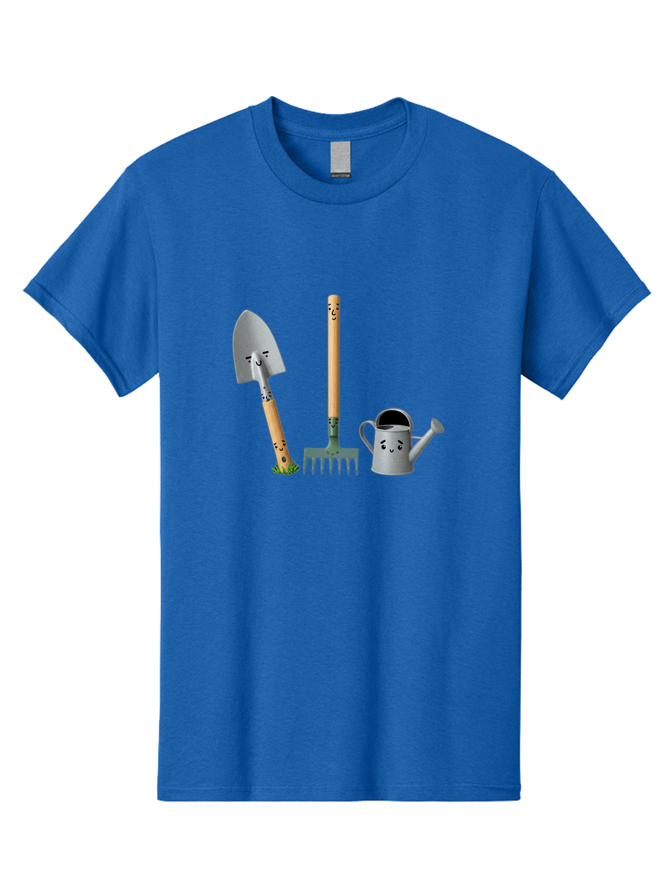 Gardening-Tools-7 Men'S Graphic Tee, 100% Cotton, Comfortable Casual Summer Wear, Machine Washable, Gardening Shovel, Garden Fork, Watering Can, Gardening Equipment, Friendly Tools, Anthropomorphic Objects, Nursery Supplies, Baa727