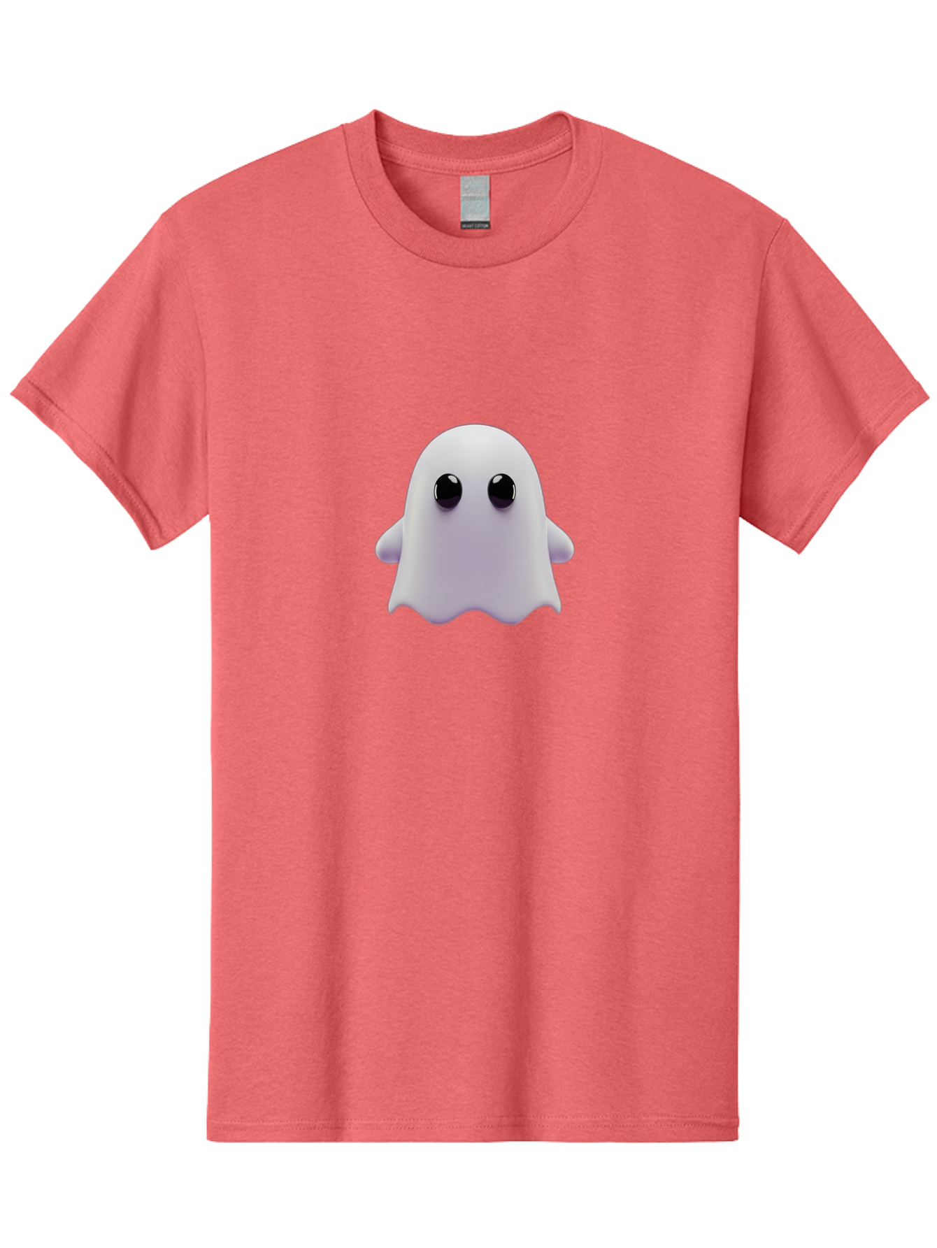 Ghost-Emoji Men'S Graphic Tee, 100% Cotton, Comfortable Casual Summer Wear, Machine Washable, Cartoon Ghost, Ghost Character, Cute Supernatural Being, 3D Illustration, Ghostly Figure, Spooky Charm, Adorable Eyes, Playful Spirit Baa733