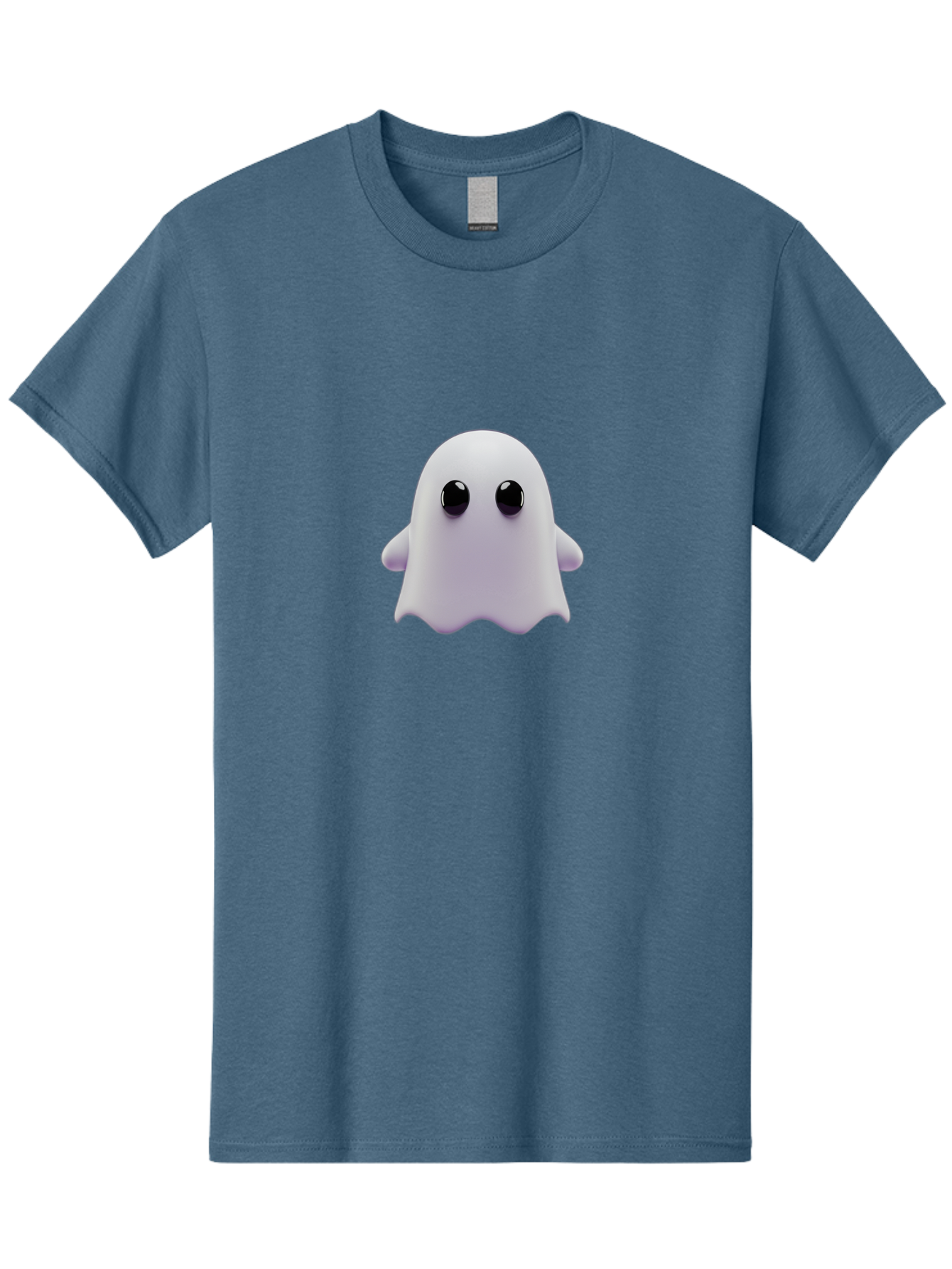 Ghost-Emoji Men'S Graphic Tee, 100% Cotton, Comfortable Casual Summer Wear, Machine Washable, Cartoon Ghost, Ghost Character, Cute Supernatural Being, 3D Illustration, Ghostly Figure, Spooky Charm, Adorable Eyes, Playful Spirit Baa733