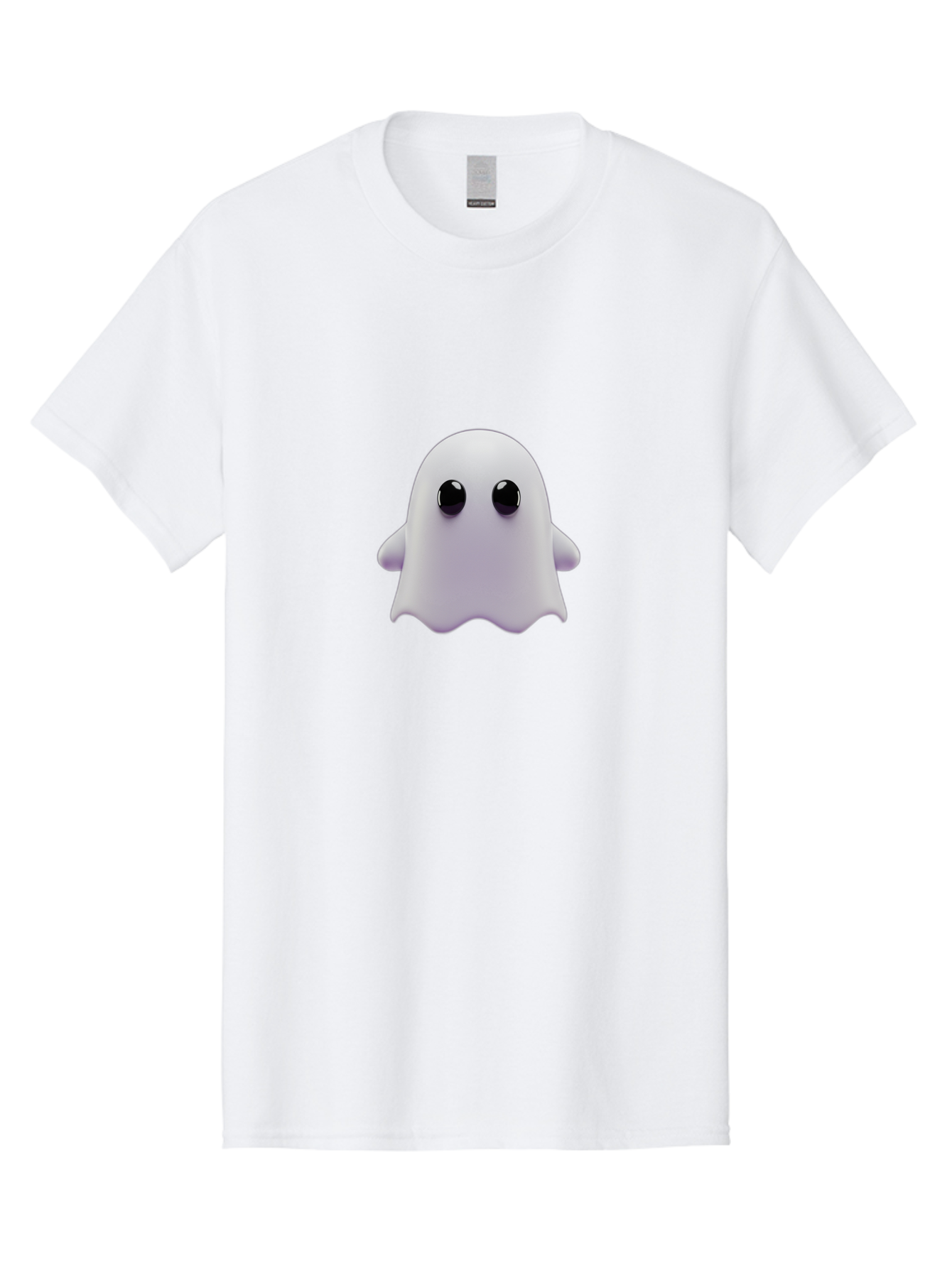 Ghost-Emoji Men'S Graphic Tee, 100% Cotton, Comfortable Casual Summer Wear, Machine Washable, Cartoon Ghost, Ghost Character, Cute Supernatural Being, 3D Illustration, Ghostly Figure, Spooky Charm, Adorable Eyes, Playful Spirit Baa733