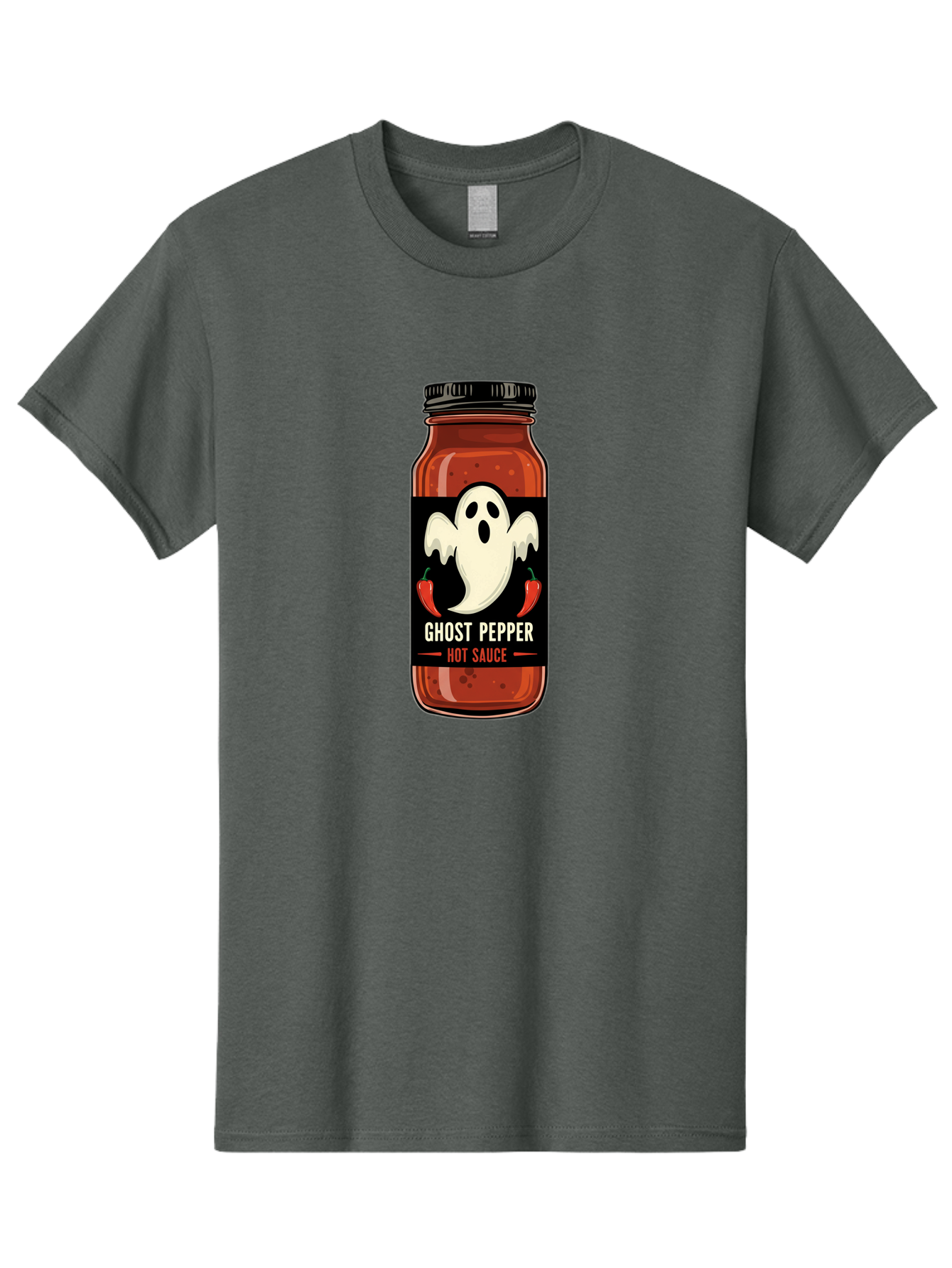 Ghost-Pepper Men'S Graphic Tee, 100% Cotton, Comfortable Casual Summer Wear, Machine Washable, Hot Sauce, Ghost Pepper, Spicy Condiment, Chili Peppers, Flavorful Seasoning, Culinary Delight, Spicy Food, Savory Taste Baa735