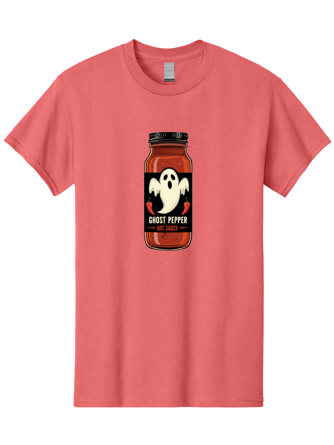 Ghost-Pepper Men'S Graphic Tee, 100% Cotton, Comfortable Casual Summer Wear, Machine Washable, Hot Sauce, Ghost Pepper, Spicy Condiment, Chili Peppers, Flavorful Seasoning, Culinary Delight, Spicy Food, Savory Taste Baa735