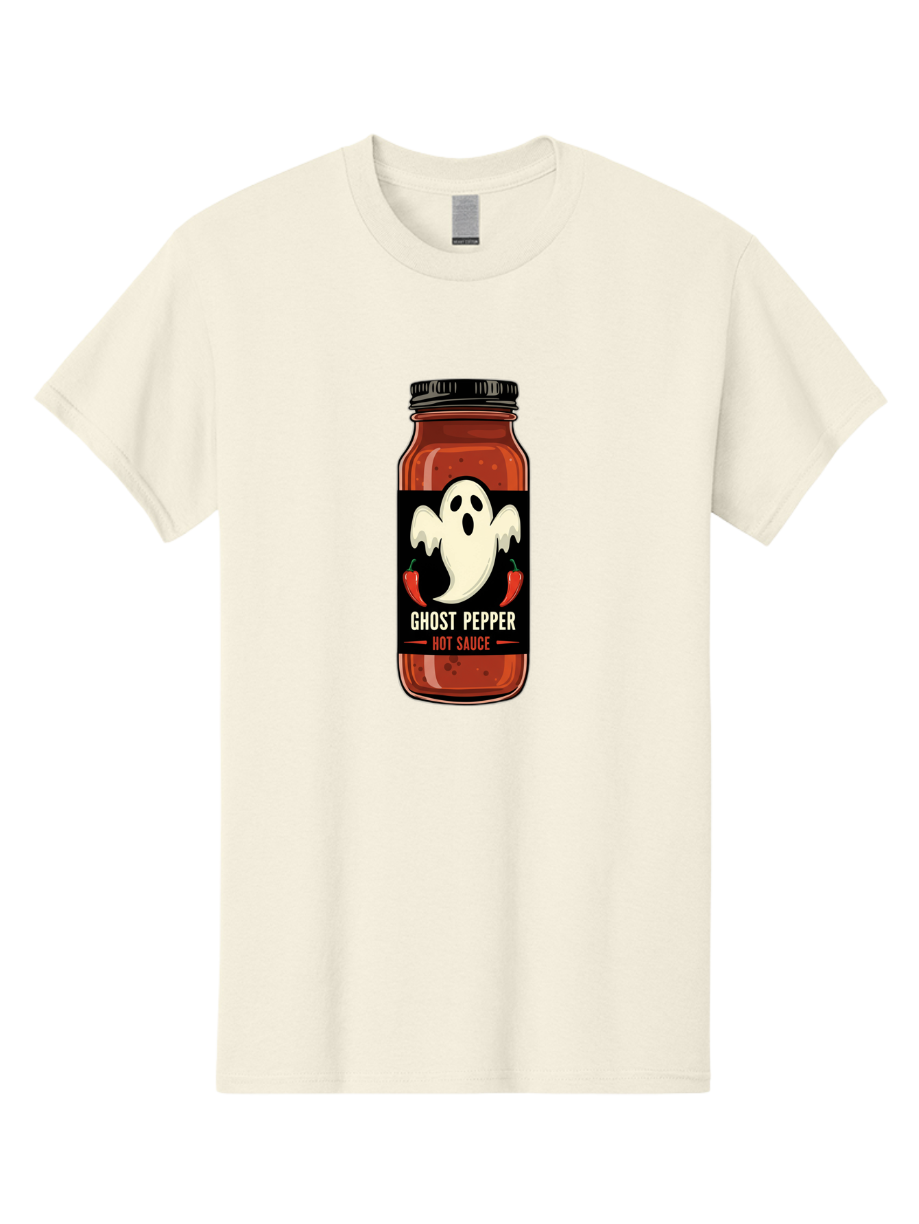 Ghost-Pepper Men'S Graphic Tee, 100% Cotton, Comfortable Casual Summer Wear, Machine Washable, Hot Sauce, Ghost Pepper, Spicy Condiment, Chili Peppers, Flavorful Seasoning, Culinary Delight, Spicy Food, Savory Taste Baa735