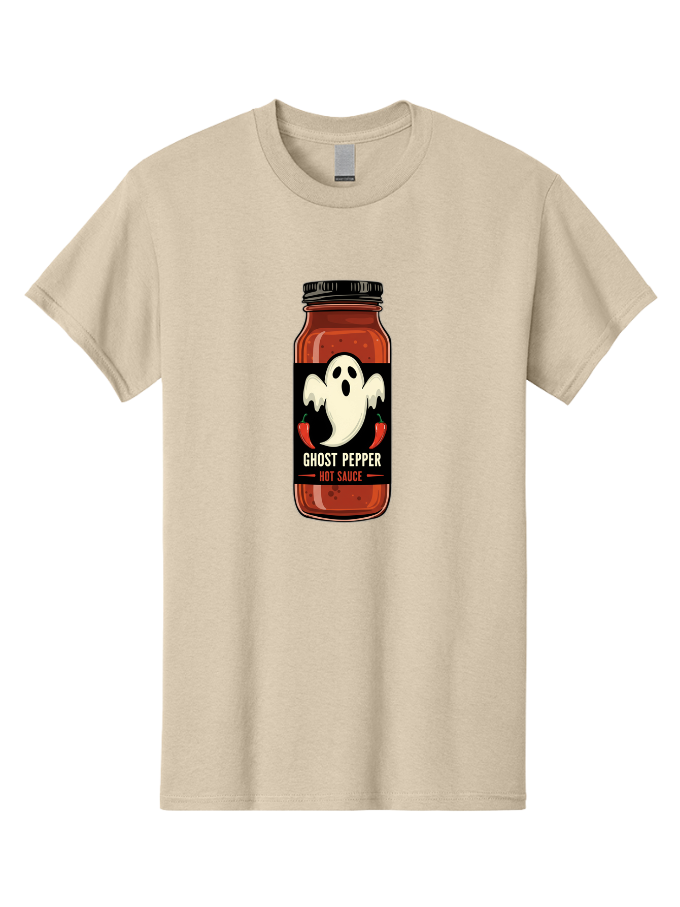 Ghost-Pepper Men'S Graphic Tee, 100% Cotton, Comfortable Casual Summer Wear, Machine Washable, Hot Sauce, Ghost Pepper, Spicy Condiment, Chili Peppers, Flavorful Seasoning, Culinary Delight, Spicy Food, Savory Taste Baa735