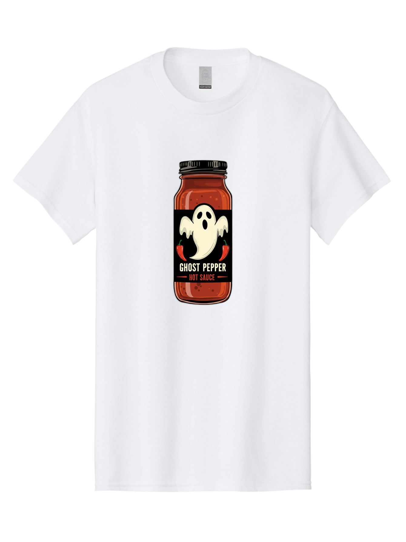 Ghost-Pepper Men'S Graphic Tee, 100% Cotton, Comfortable Casual Summer Wear, Machine Washable, Hot Sauce, Ghost Pepper, Spicy Condiment, Chili Peppers, Flavorful Seasoning, Culinary Delight, Spicy Food, Savory Taste Baa735