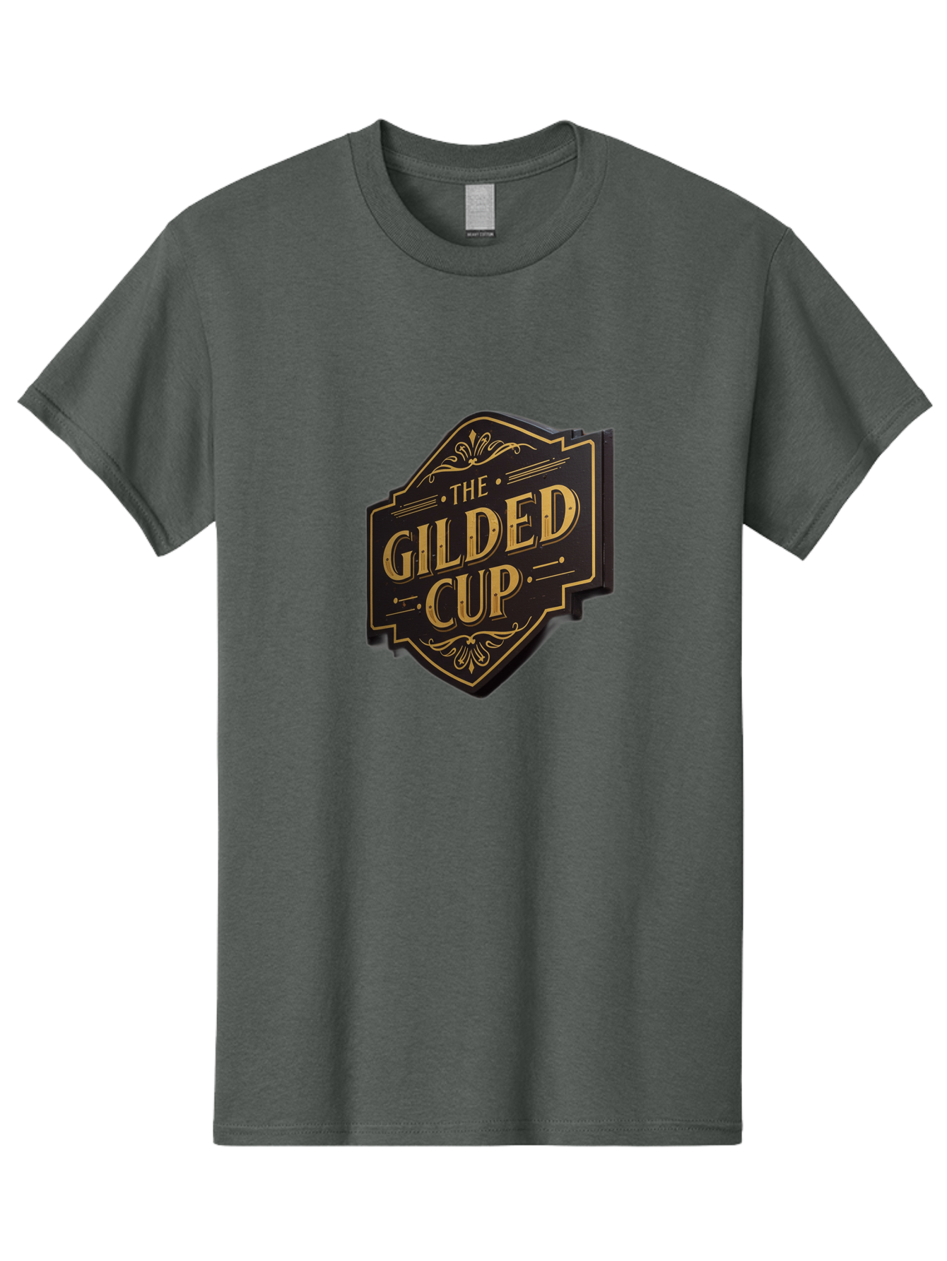 Gilded-Cup Men'S Graphic Tee, 100% Cotton, Comfortable Casual Summer Wear, Machine Washable, The Gilded Cup, Luxury Branding, Elegant Font, Gold And Black Logo, Vintage Style, Ornate Design, Sophistication, Premium Feel Baa736