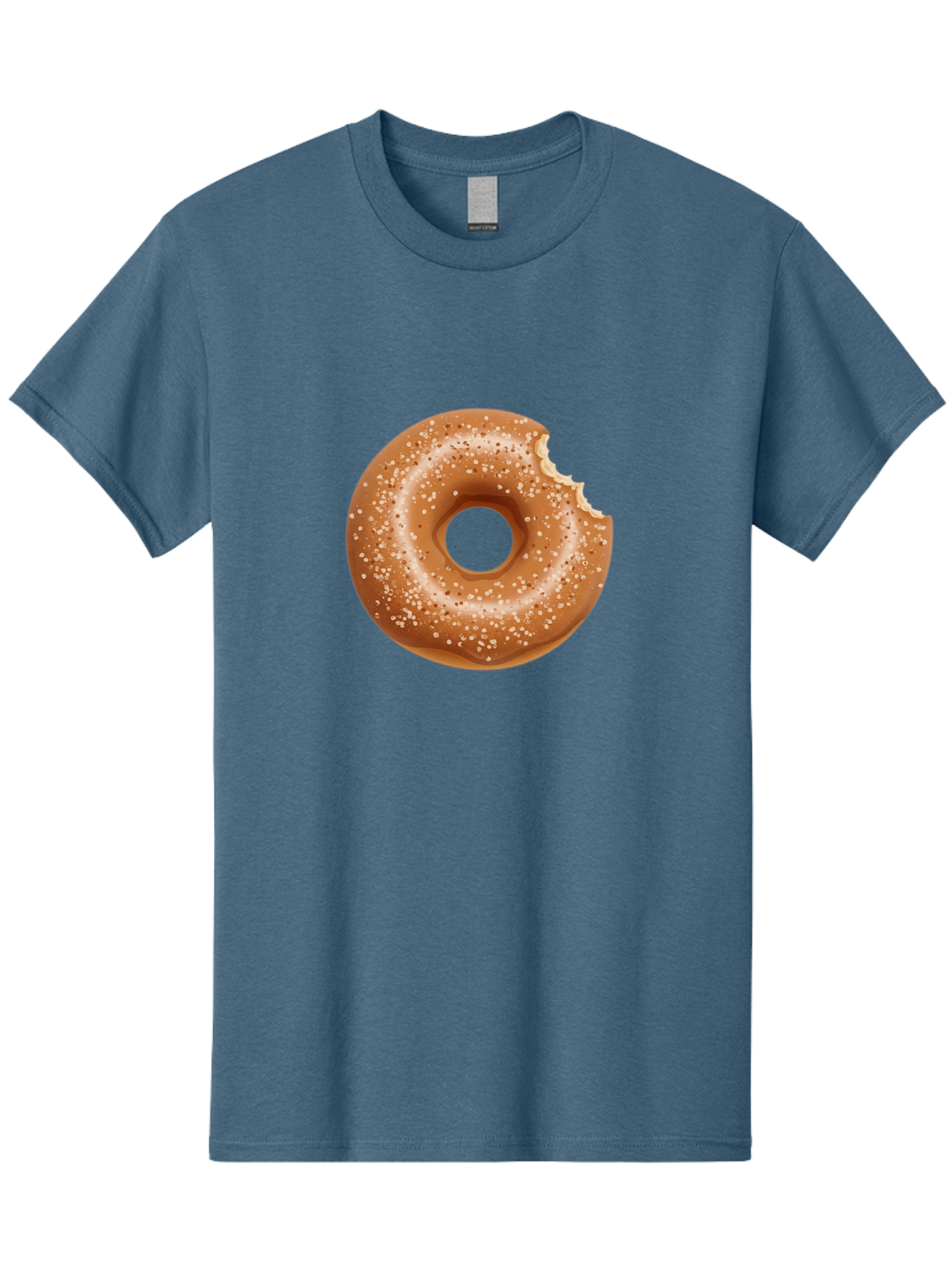 Glazed-Donut Men'S Graphic Tee, 100% Cotton, Comfortable Casual Summer Wear, Machine Washable, Glazed Donut, Bitten Donut, Sweet Treats, Tasty Desserts, Sugar-Coated, Donut With Bite Taken, Indulgent Snack, Baked Goods Baa737