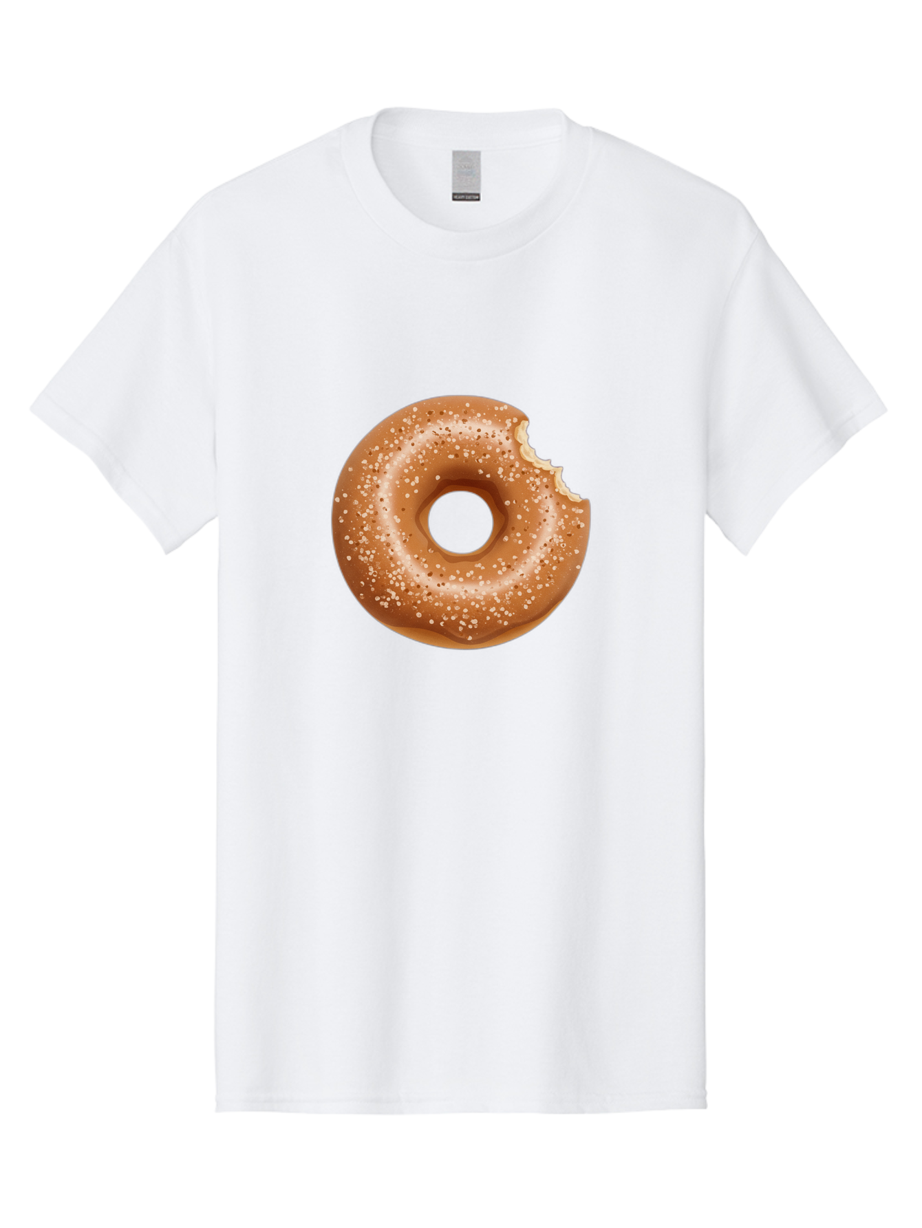Glazed-Donut Men'S Graphic Tee, 100% Cotton, Comfortable Casual Summer Wear, Machine Washable, Glazed Donut, Bitten Donut, Sweet Treats, Tasty Desserts, Sugar-Coated, Donut With Bite Taken, Indulgent Snack, Baked Goods Baa737