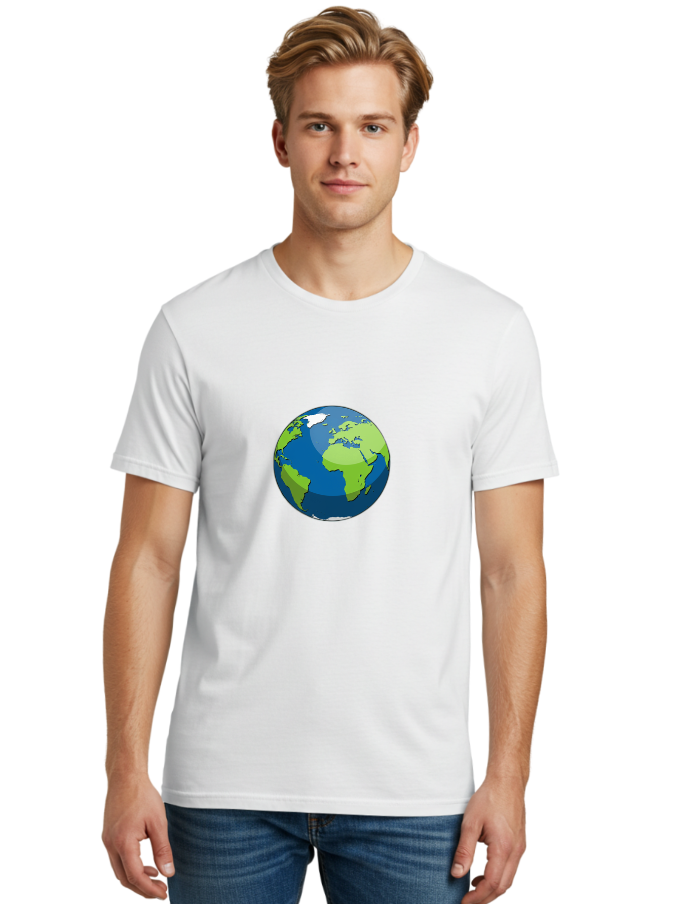 Globe-1 Men'S Graphic Tee, 100% Cotton, Comfortable Casual Summer Wear, Machine Washable, Illustrated Globe, World Map, Global Illustration, 3D Globe, Earth From Space, Cartography, Geography, International, Global Unity, Planet Earth Baa738
