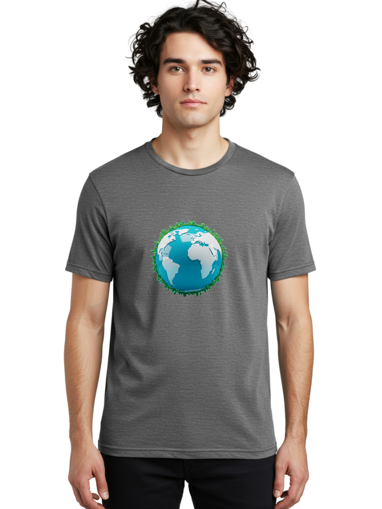 Globe-11 Men'S Graphic Tee, 100% Cotton, Comfortable Casual Summer Wear, Machine Washable, Globe Surrounded By Virus, Global Pandemic, Coronavirus Outbreak, Health Crisis, Worldwide Spread, Blue Earth, White Continents, Viral Infection, Baa740