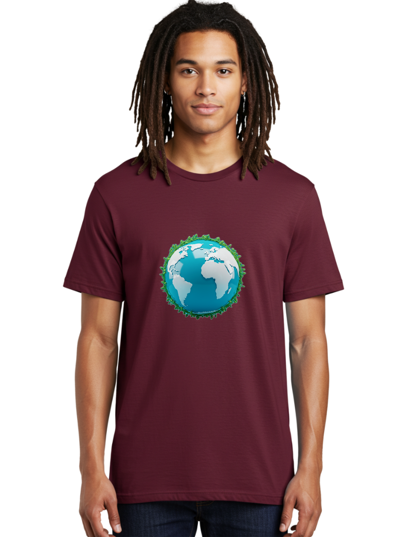 Globe-11 Men'S Graphic Tee, 100% Cotton, Comfortable Casual Summer Wear, Machine Washable, Globe Surrounded By Virus, Global Pandemic, Coronavirus Outbreak, Health Crisis, Worldwide Spread, Blue Earth, White Continents, Viral Infection, Baa740
