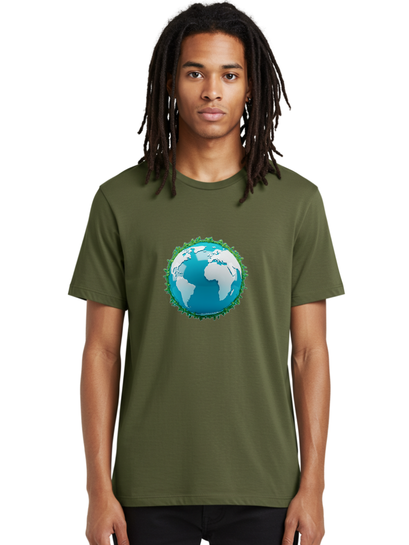Globe-11 Men'S Graphic Tee, 100% Cotton, Comfortable Casual Summer Wear, Machine Washable, Globe Surrounded By Virus, Global Pandemic, Coronavirus Outbreak, Health Crisis, Worldwide Spread, Blue Earth, White Continents, Viral Infection, Baa740