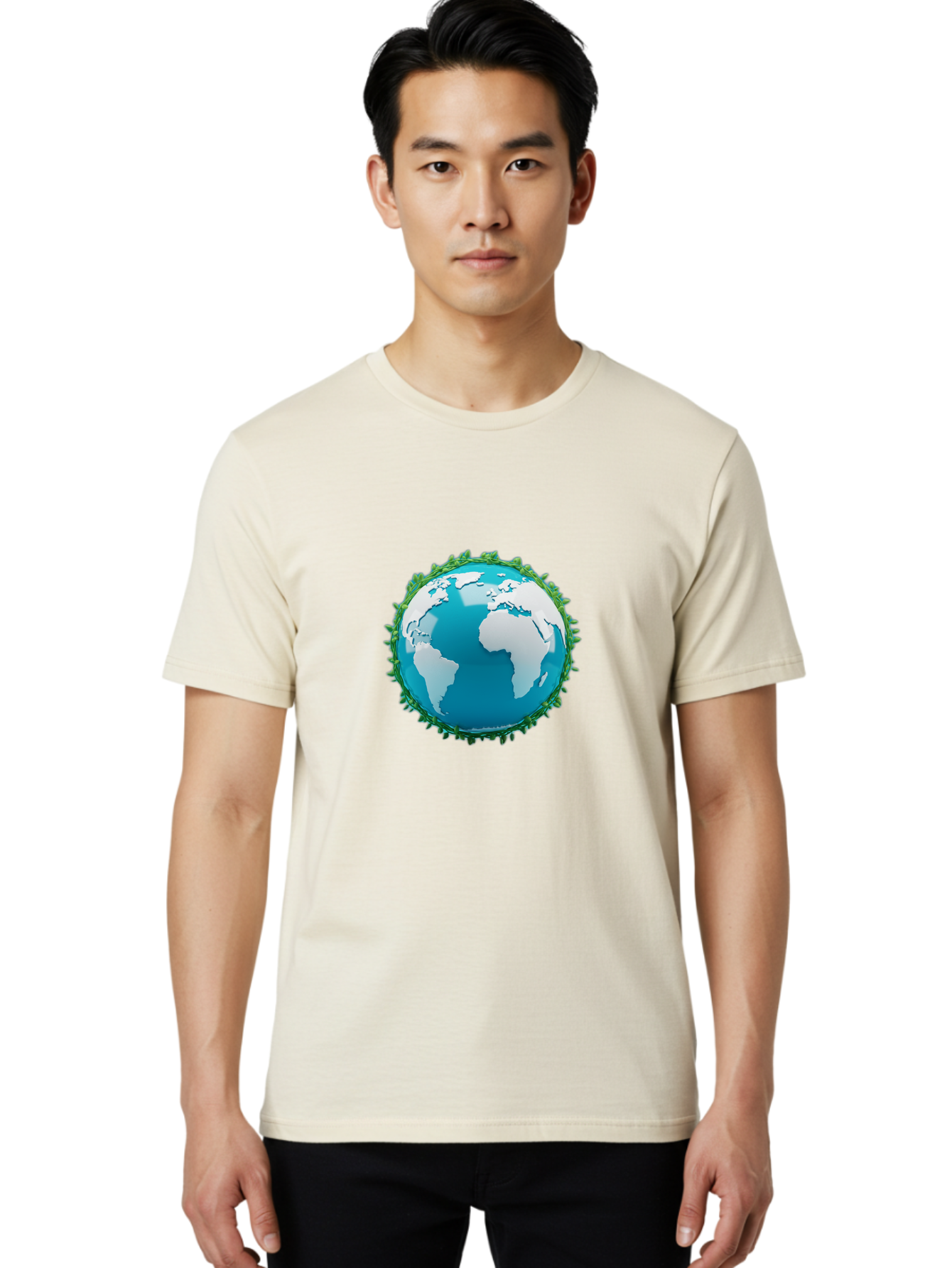 Globe-11 Men'S Graphic Tee, 100% Cotton, Comfortable Casual Summer Wear, Machine Washable, Globe Surrounded By Virus, Global Pandemic, Coronavirus Outbreak, Health Crisis, Worldwide Spread, Blue Earth, White Continents, Viral Infection, Baa740