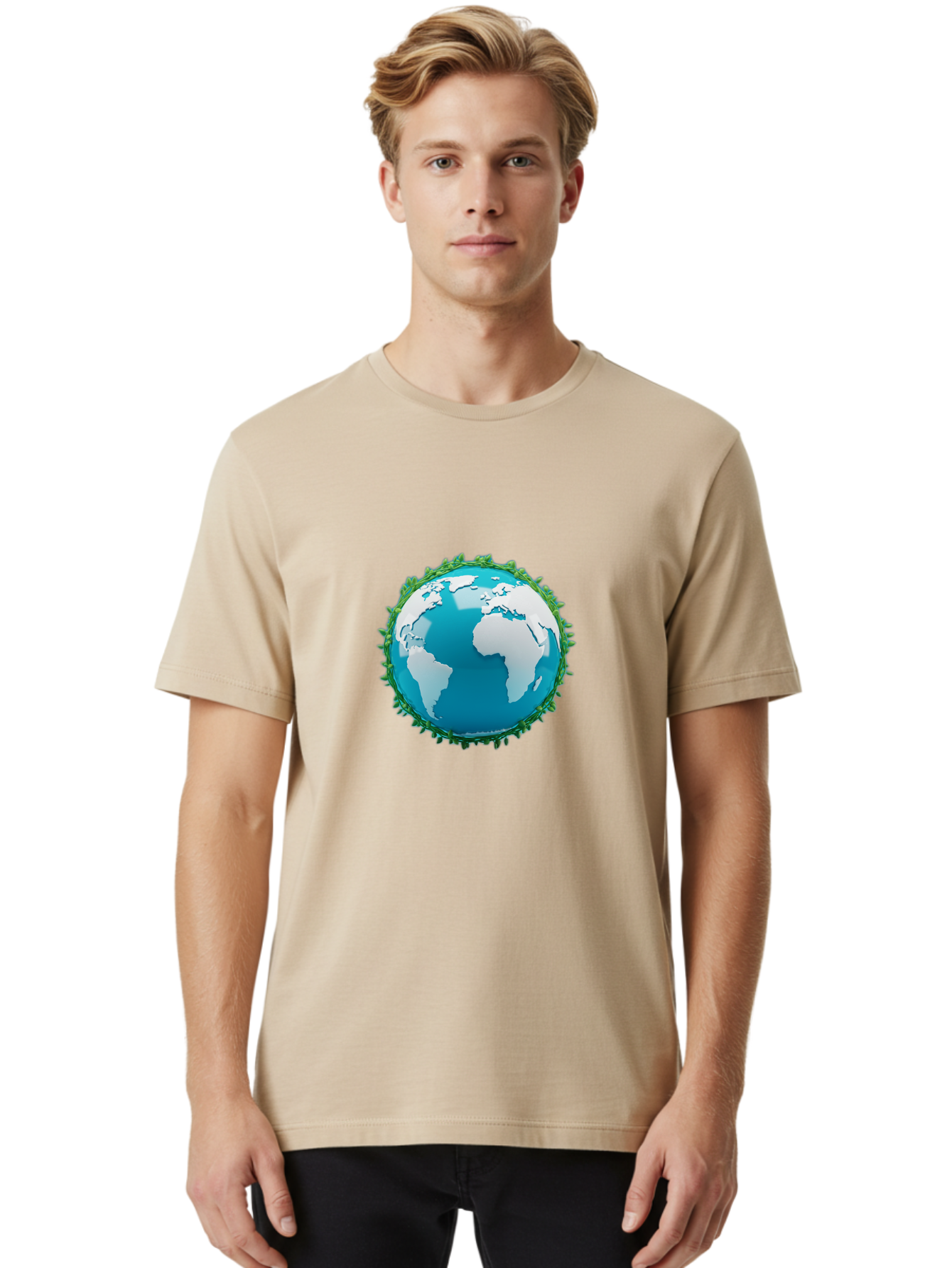 Globe-11 Men'S Graphic Tee, 100% Cotton, Comfortable Casual Summer Wear, Machine Washable, Globe Surrounded By Virus, Global Pandemic, Coronavirus Outbreak, Health Crisis, Worldwide Spread, Blue Earth, White Continents, Viral Infection, Baa740