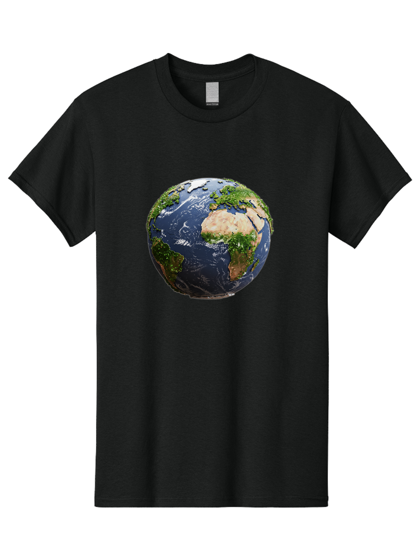 Globe-12 Men'S Graphic Tee, 100% Cotton, Comfortable Casual Summer Wear, Machine Washable, Globe Showing Africa, Europe, And Atlantic Ocean, Global View, Planet Earth, Continents, Oceans, Digital Rendering, 3D Visualization, World Map Baa741
