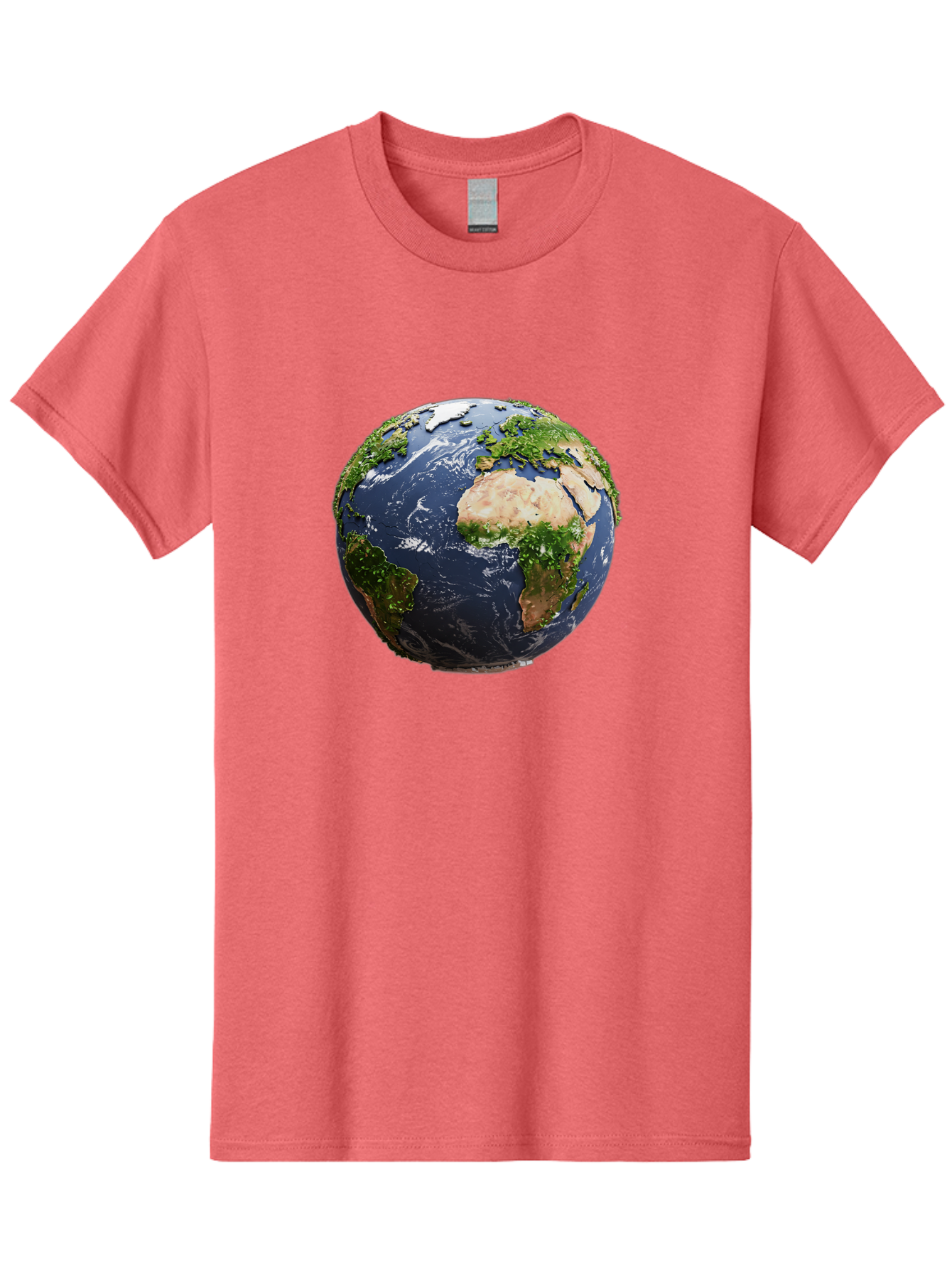 Globe-12 Men'S Graphic Tee, 100% Cotton, Comfortable Casual Summer Wear, Machine Washable, Globe Showing Africa, Europe, And Atlantic Ocean, Global View, Planet Earth, Continents, Oceans, Digital Rendering, 3D Visualization, World Map Baa741