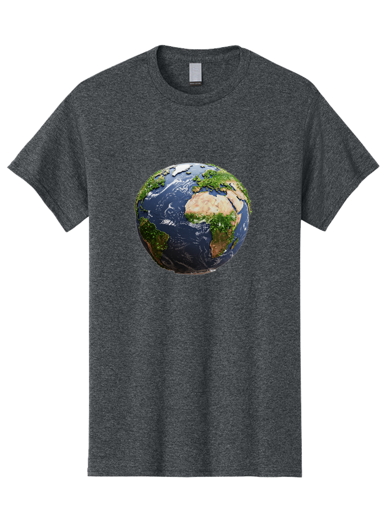 Globe-12 Men'S Graphic Tee, 100% Cotton, Comfortable Casual Summer Wear, Machine Washable, Globe Showing Africa, Europe, And Atlantic Ocean, Global View, Planet Earth, Continents, Oceans, Digital Rendering, 3D Visualization, World Map Baa741