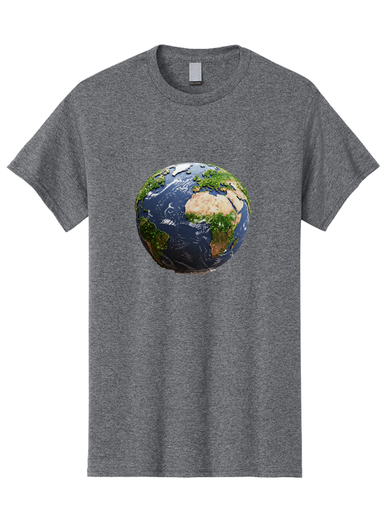 Globe-12 Men'S Graphic Tee, 100% Cotton, Comfortable Casual Summer Wear, Machine Washable, Globe Showing Africa, Europe, And Atlantic Ocean, Global View, Planet Earth, Continents, Oceans, Digital Rendering, 3D Visualization, World Map Baa741